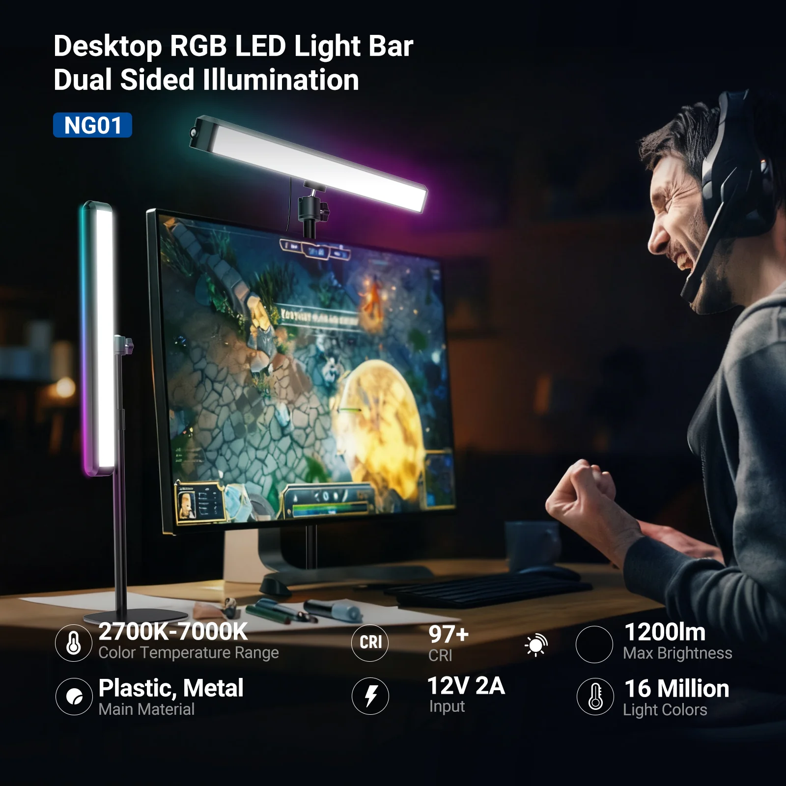 NEEWER NG01 RGB Desk LED Streaming Light - Image 3