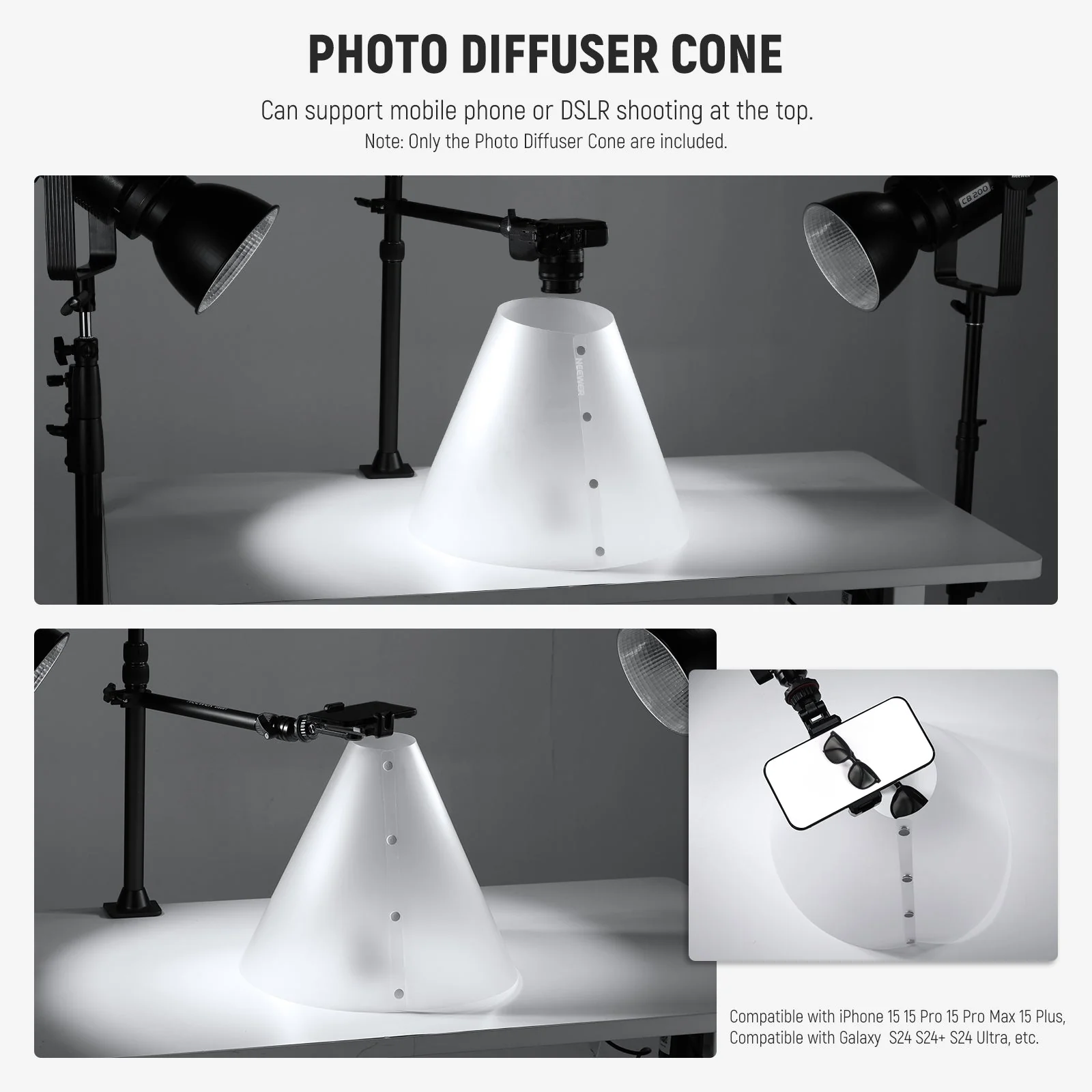 NEEWER NK001 3 Pack Light Cone Photography Diffusers - Image 7
