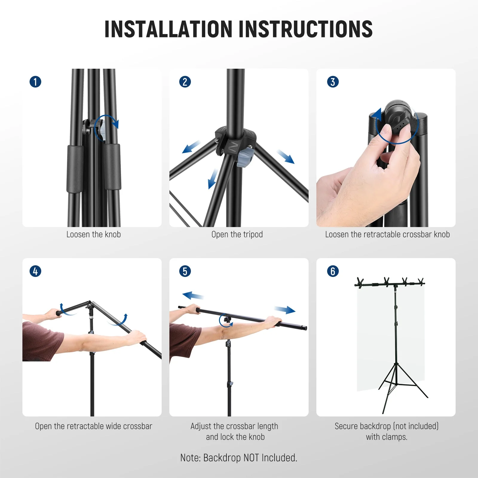 NEEWER NK005 6.8x8.8ft Integrated T-Shape Background Support Stand Kit - Image 5
