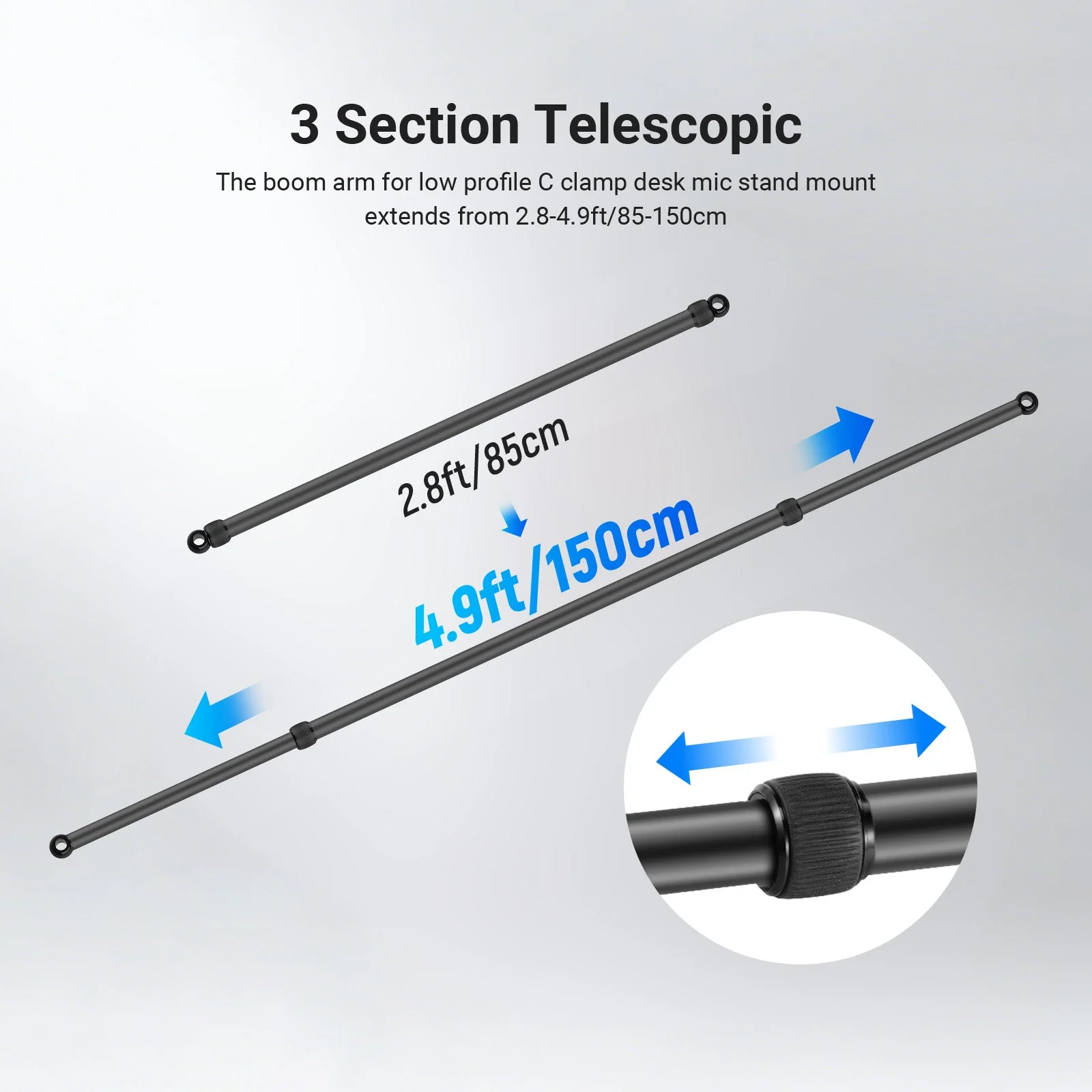 NEEWER NK009 2.8-4.9ft Horizontal Boom Arm Only for NK002 & NK003 - Image 3
