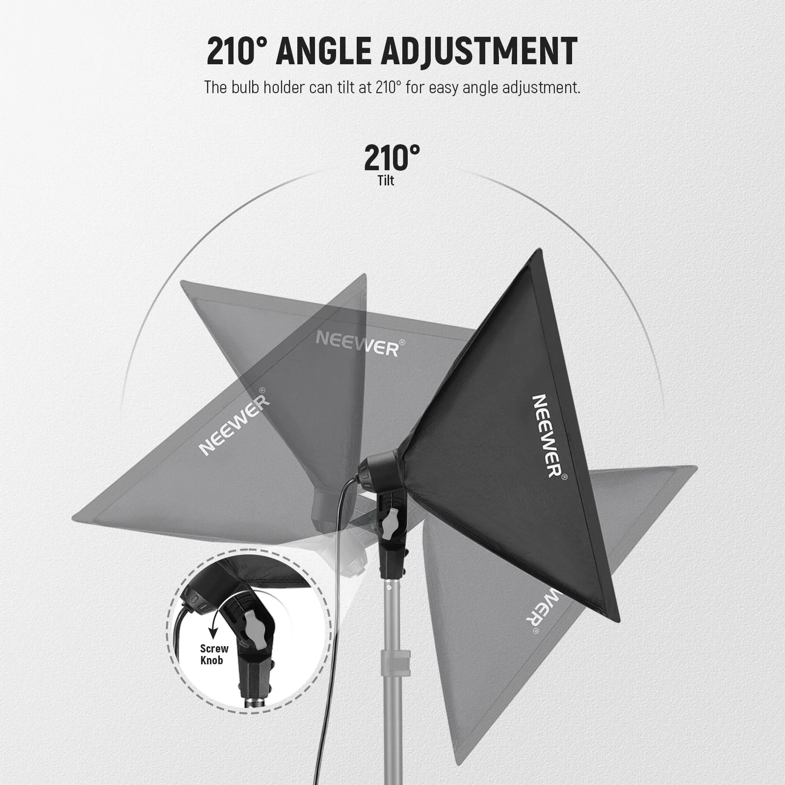 NEEWER NK300 24x24"/60x60cm 350W Equivalent Softbox Lighting Kit - Image 4