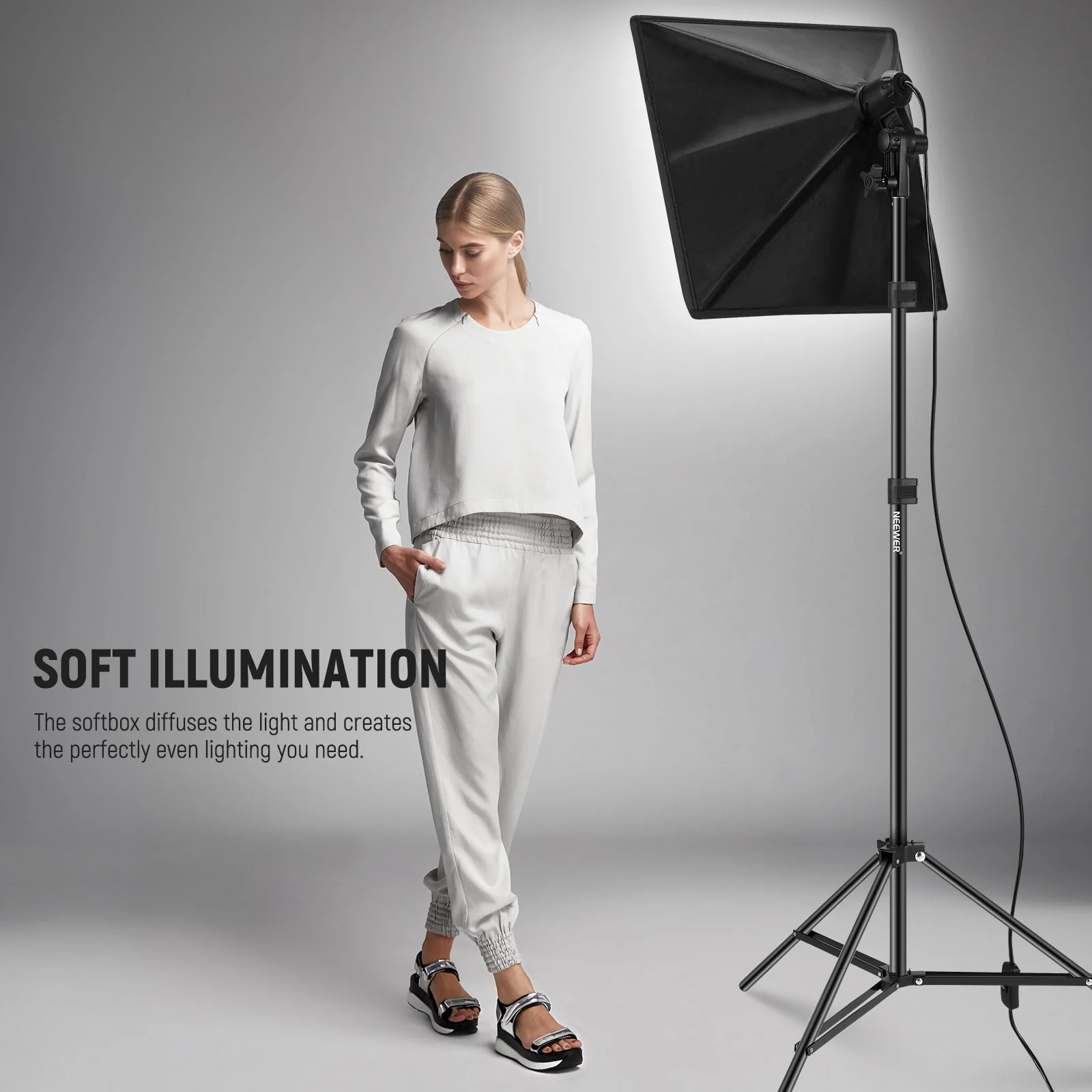 NEEWER NK300 24x24"/60x60cm 350W Equivalent Softbox Lighting Kit - Image 5