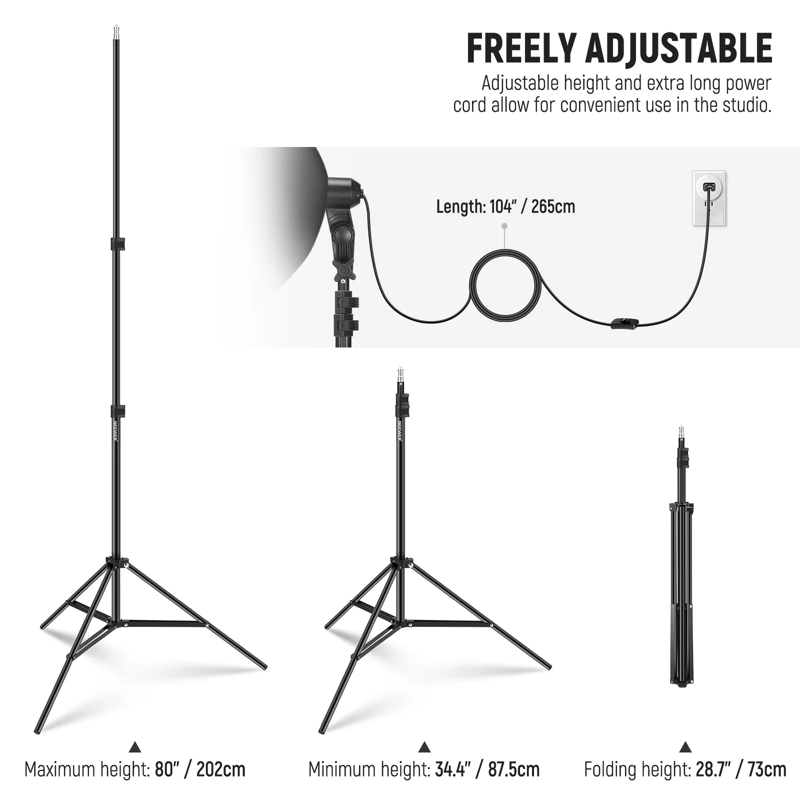 NEEWER NK300 24x24"/60x60cm 350W Equivalent Softbox Lighting Kit - Image 6