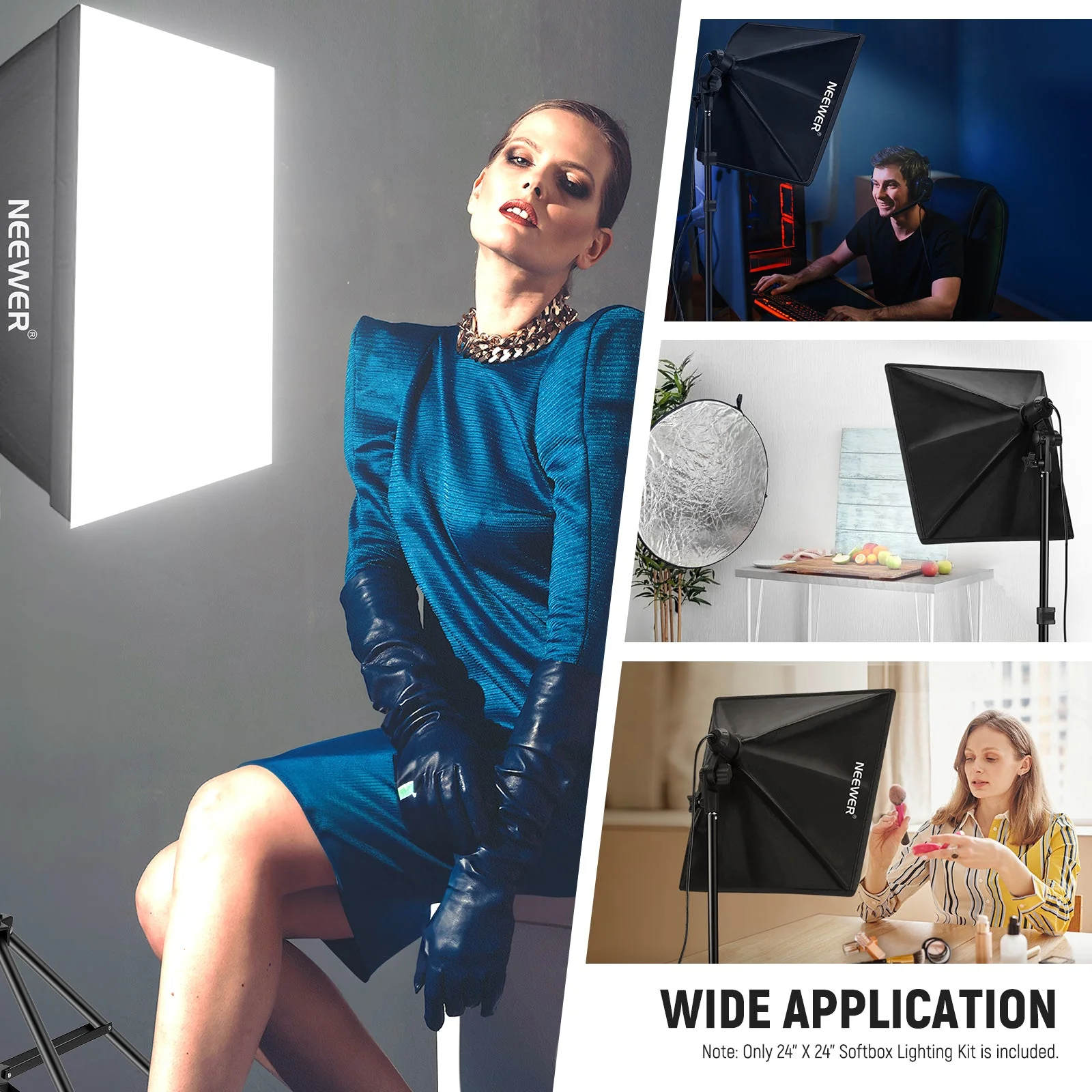 NEEWER NK300 24x24"/60x60cm 350W Equivalent Softbox Lighting Kit - Image 8