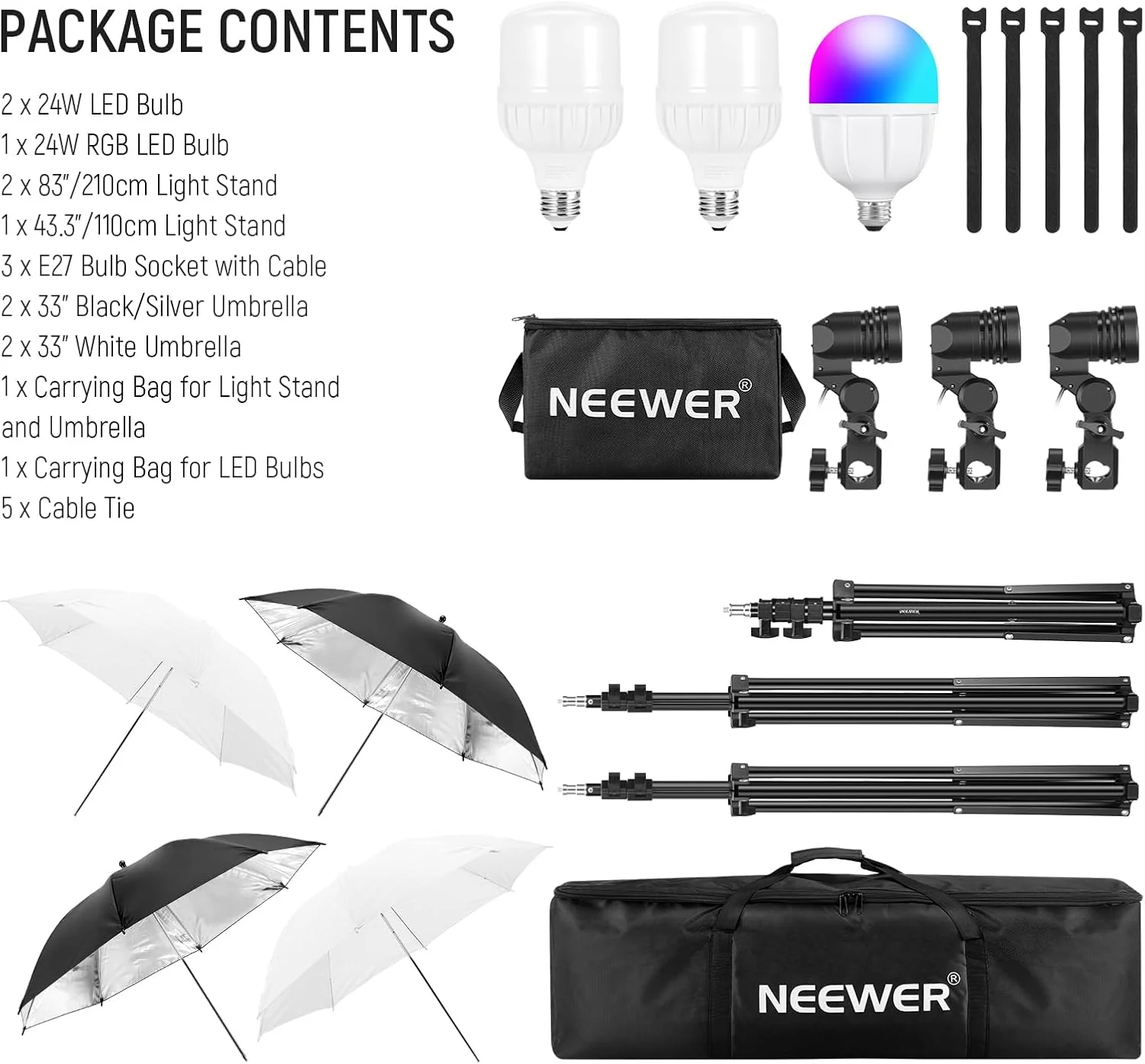 NEEWER NK501 400W Photography Studio Lighting Kit with RGB Bulb - Image 8