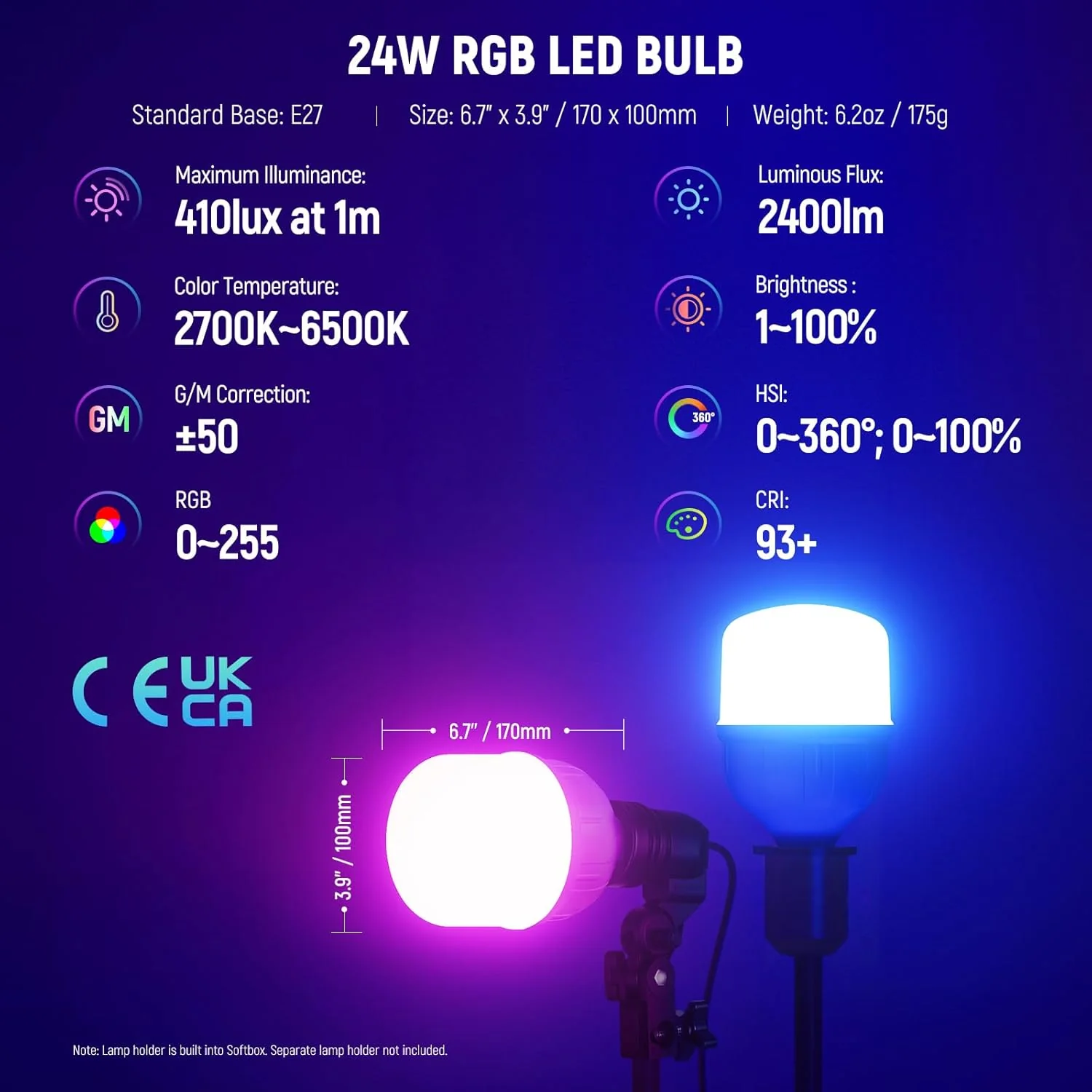 NEEWER NK800 24 x24"/60x60cm RGB Softbox Lighting Kit with App Control - Image 3