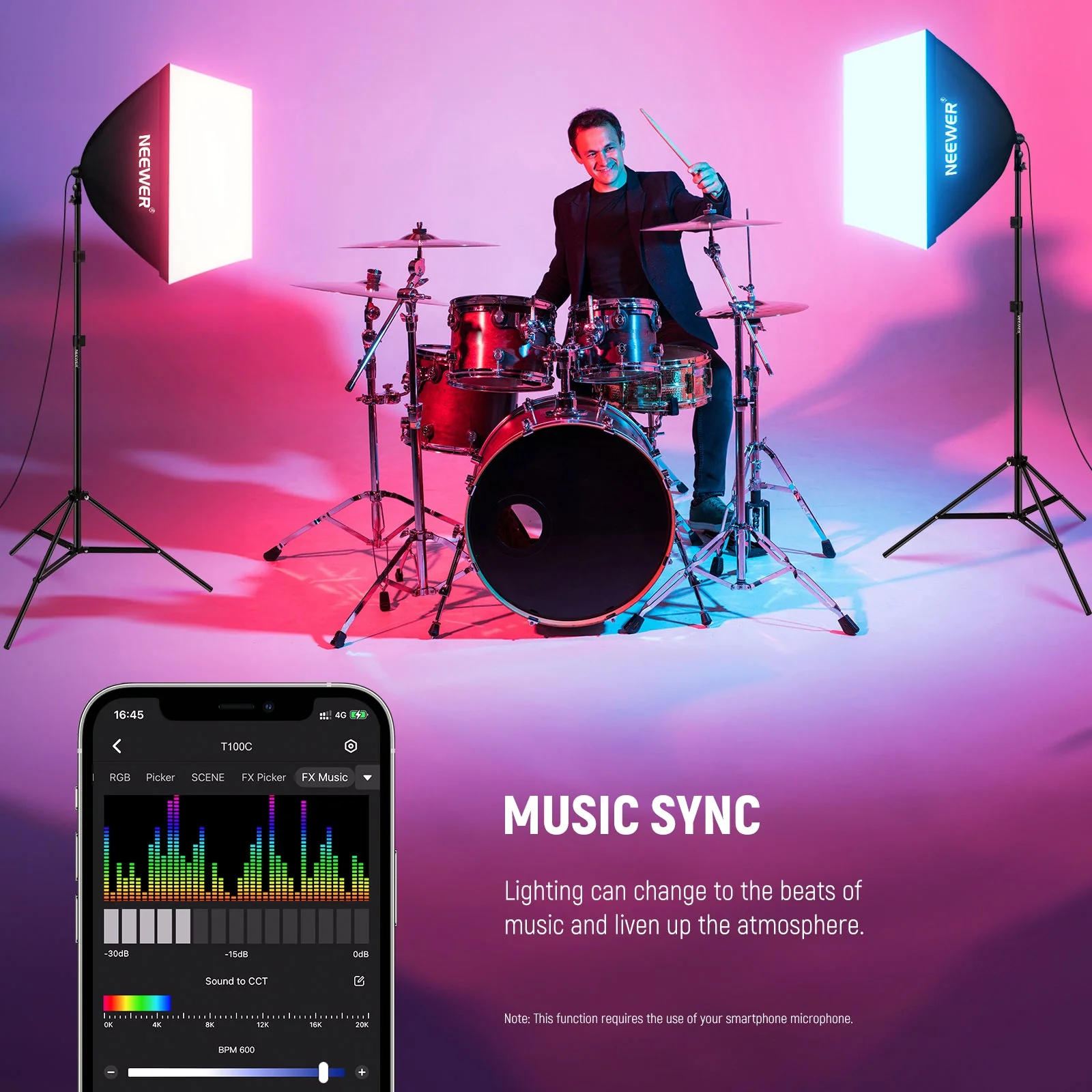 NEEWER NK800 24 x24"/60x60cm RGB Softbox Lighting Kit with App Control - Image 5