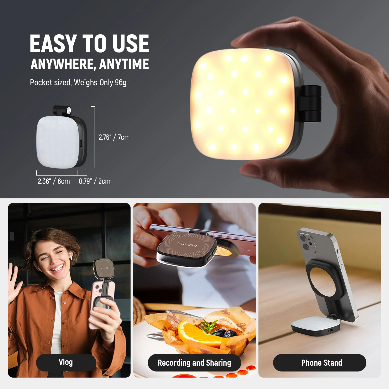 NEEWER BASICS NL48B Magnetic Selfie Fill Light with Mirror - Image 8