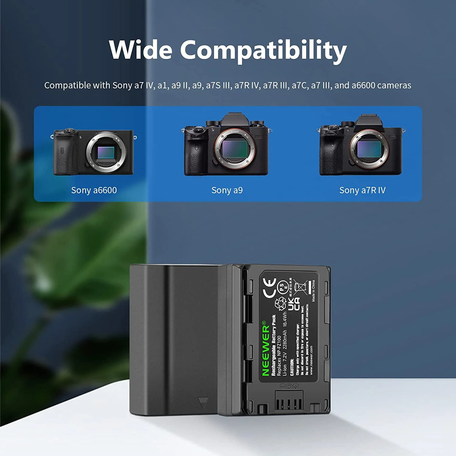 NEEWER 2 Pack NP-FZ100 Sony Replacement Battery Charger Set - Image 3