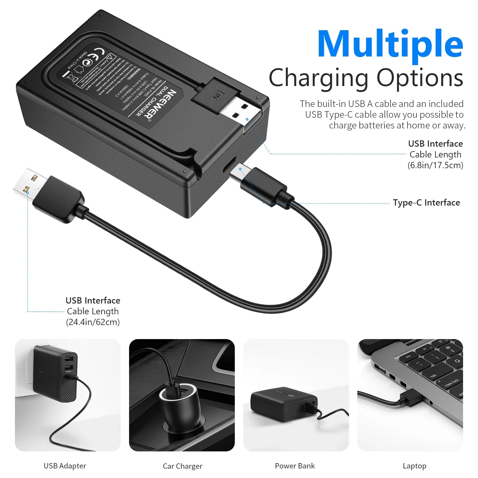 NEEWER 2 Pack NP-FZ100 Sony Replacement Battery Charger Set - Image 7