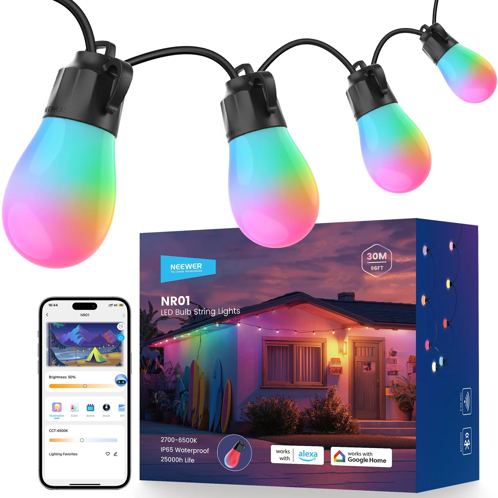 NEEWER NR01 Waterproof Smart Outdoor String Light Kit - Image 10