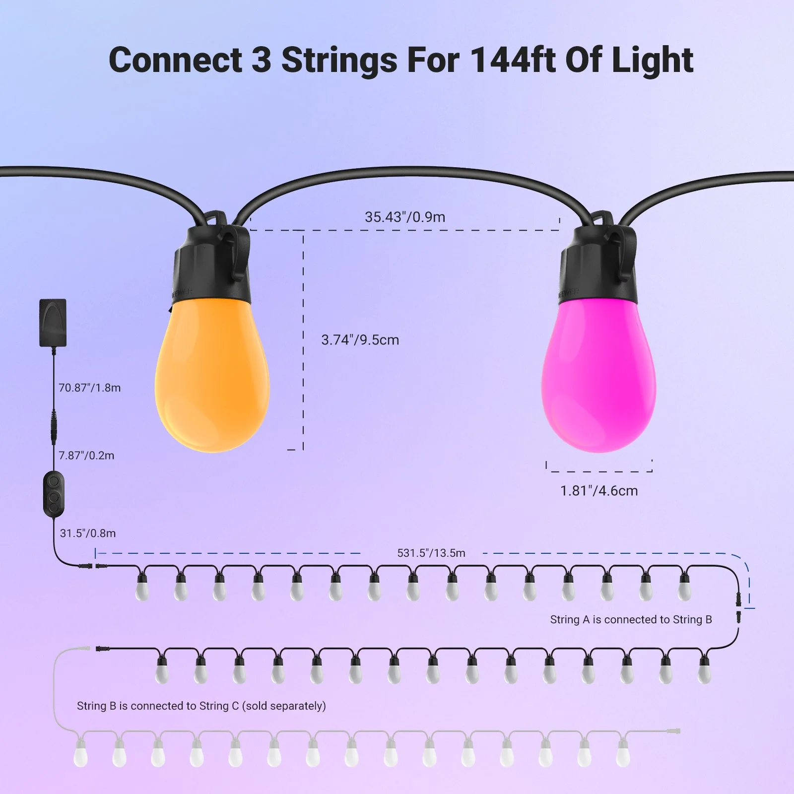 NEEWER NR01 Waterproof Smart Outdoor String Light Kit - Image 17