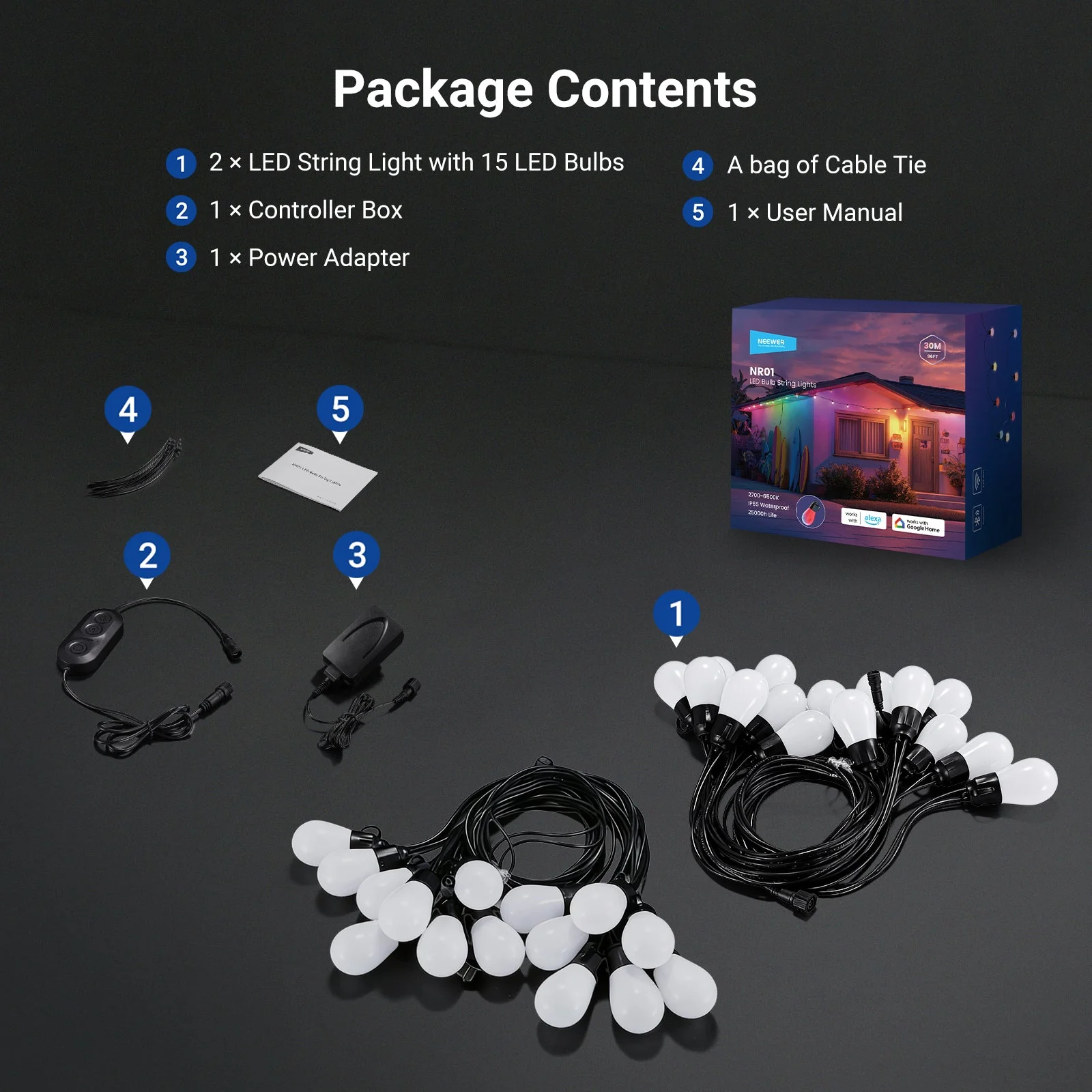 NEEWER NR01 Waterproof Smart Outdoor String Light Kit - Image 18