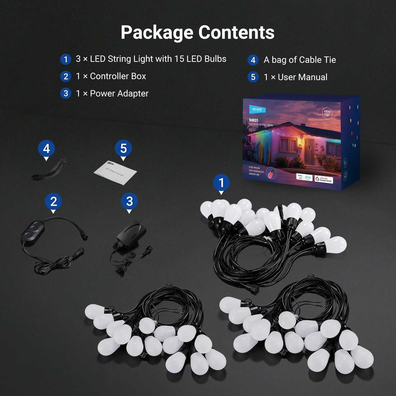 NEEWER NR01 Waterproof Smart Outdoor String Light Kit - Image 27