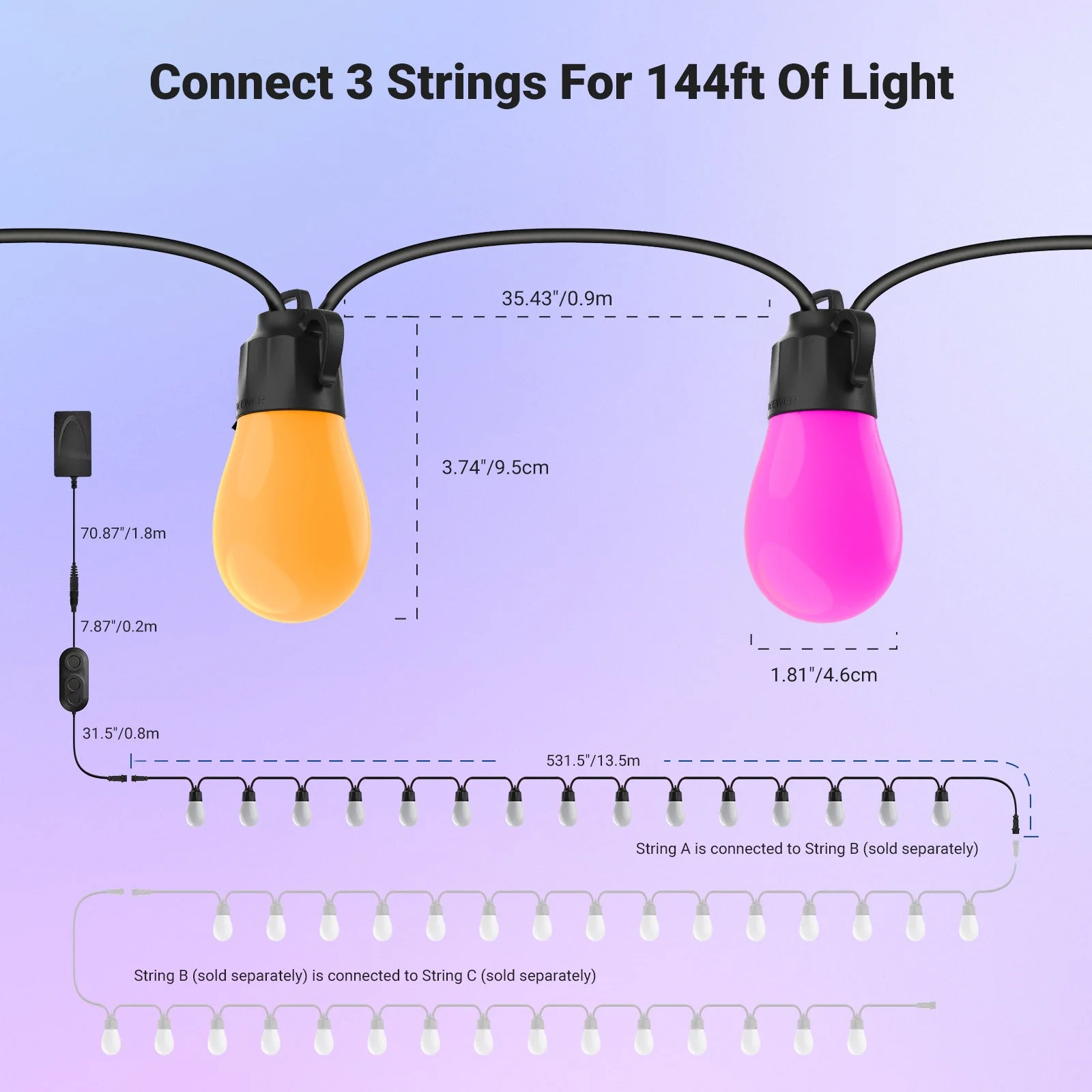 NEEWER NR01 Waterproof Smart Outdoor String Light Kit - Image 8