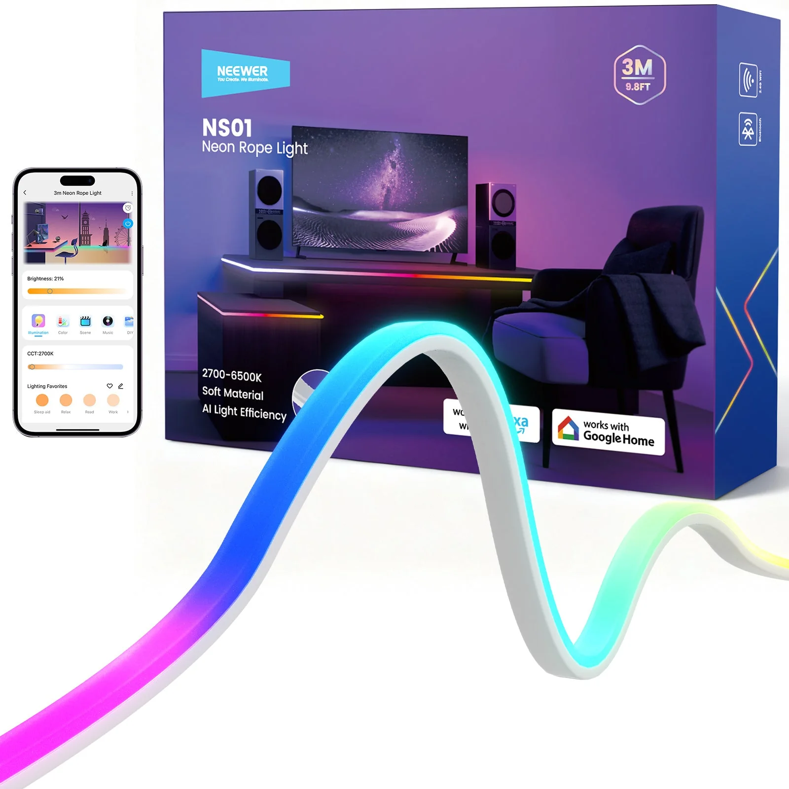 NEEWER NS01 Front Lit RGB LED Strip Light