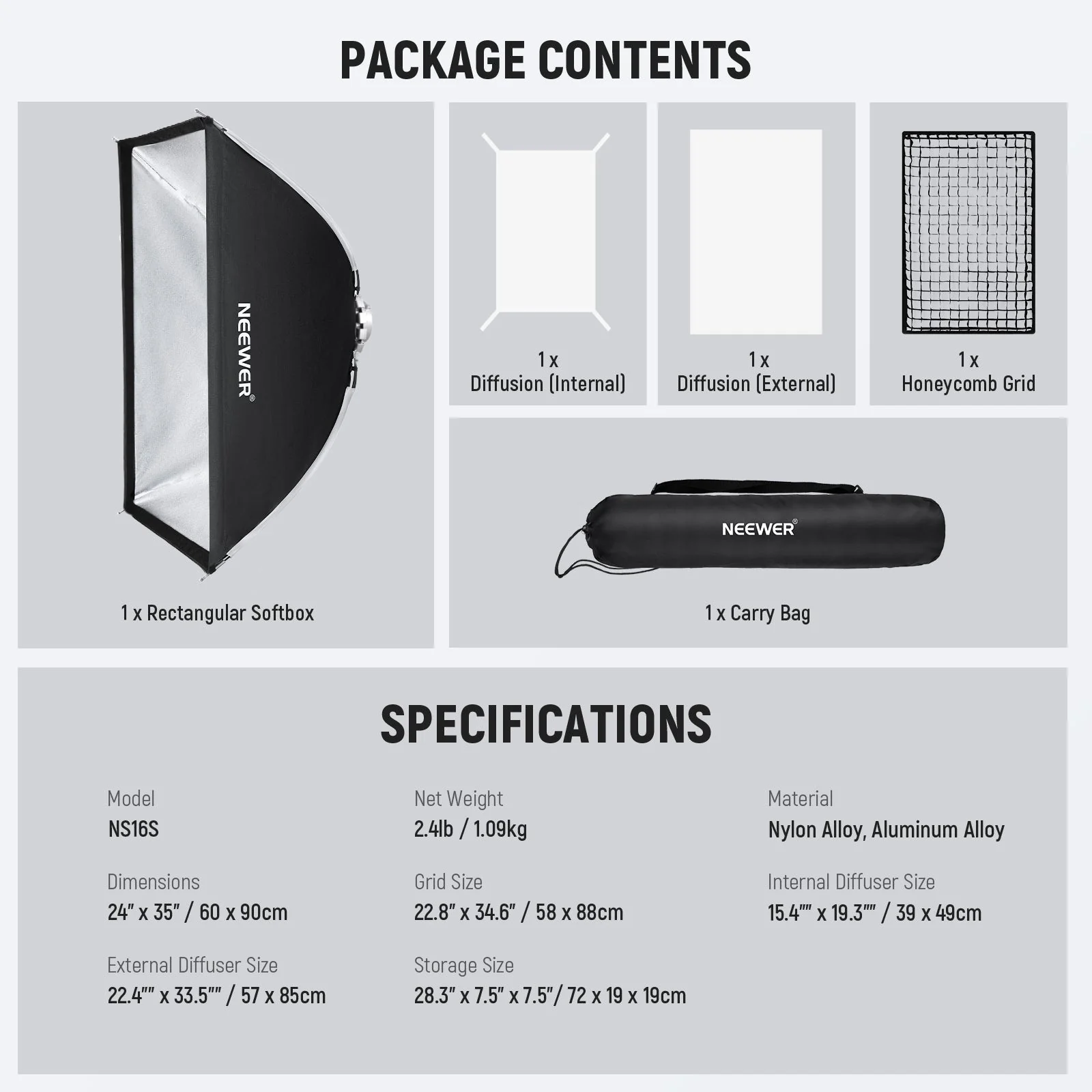 NEEWER NS16S/NS17S Bowens Quick Release Rectangular Softbox - Image 8