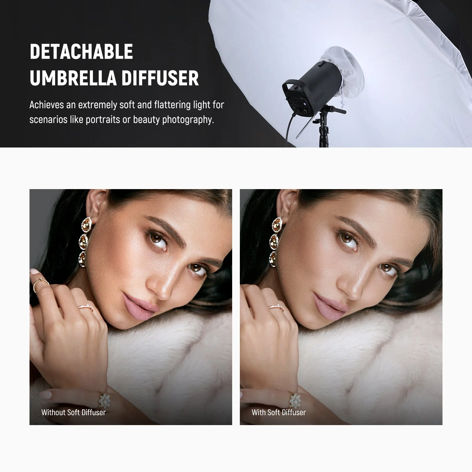 NEEWER Black/White/Silver Parabolic Reflective Umbrella with Diffuser - Image 4