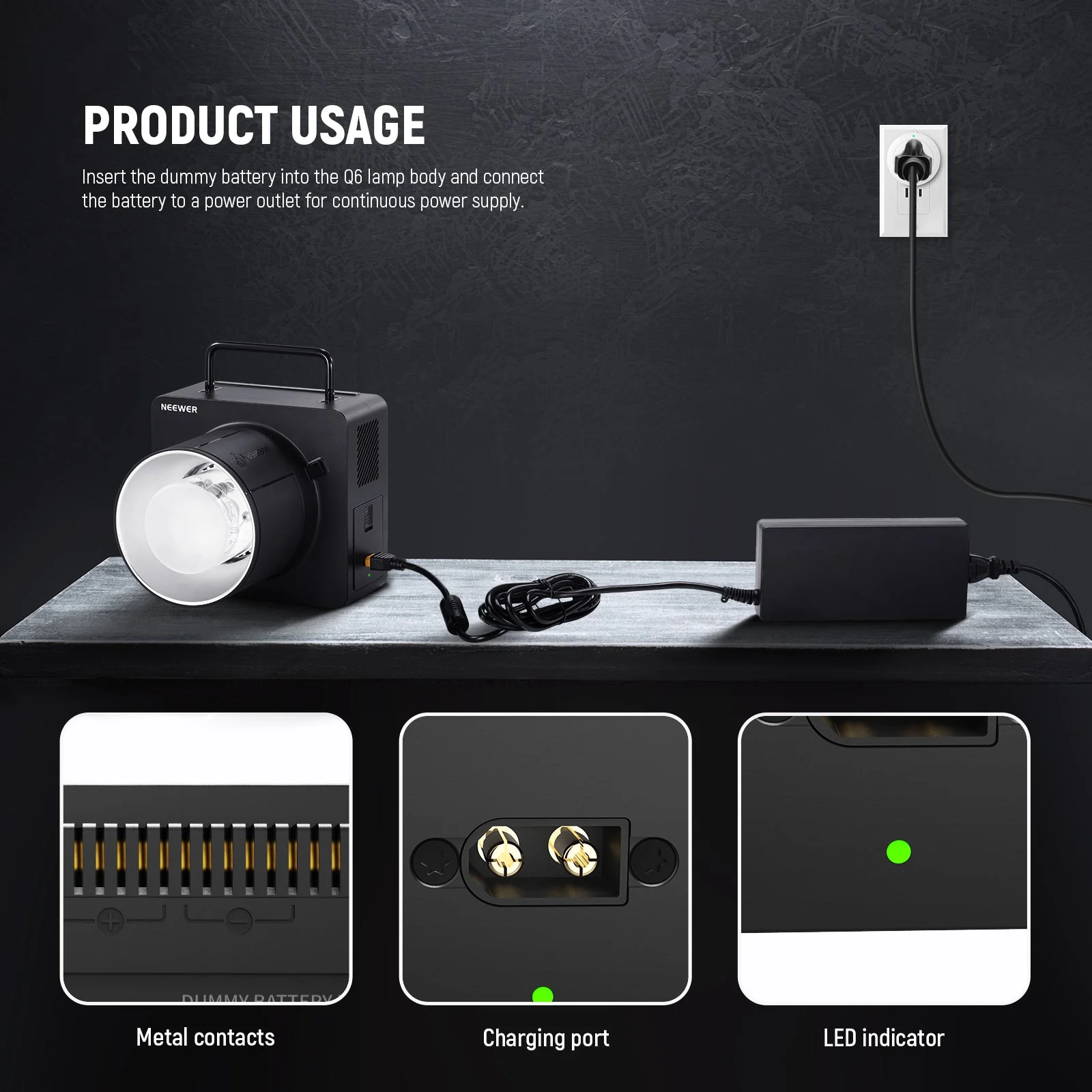 NEEWER NT-Q6 Dummy Battery Kit for Q6 - Image 5