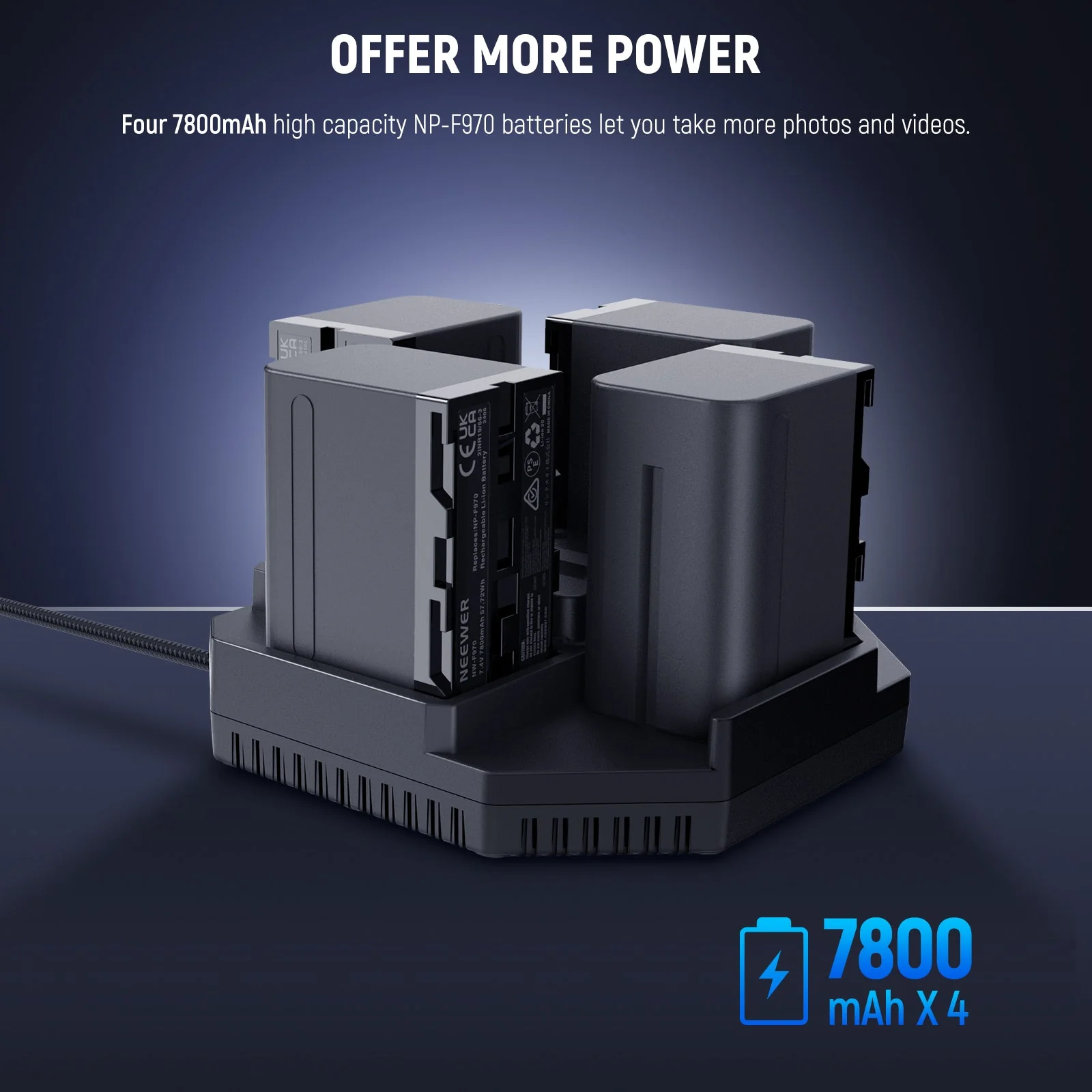 NEEWER NW-F970 7800mAh 4-Pack Batteries & 100W PD Fast Charger Set - Image 8
