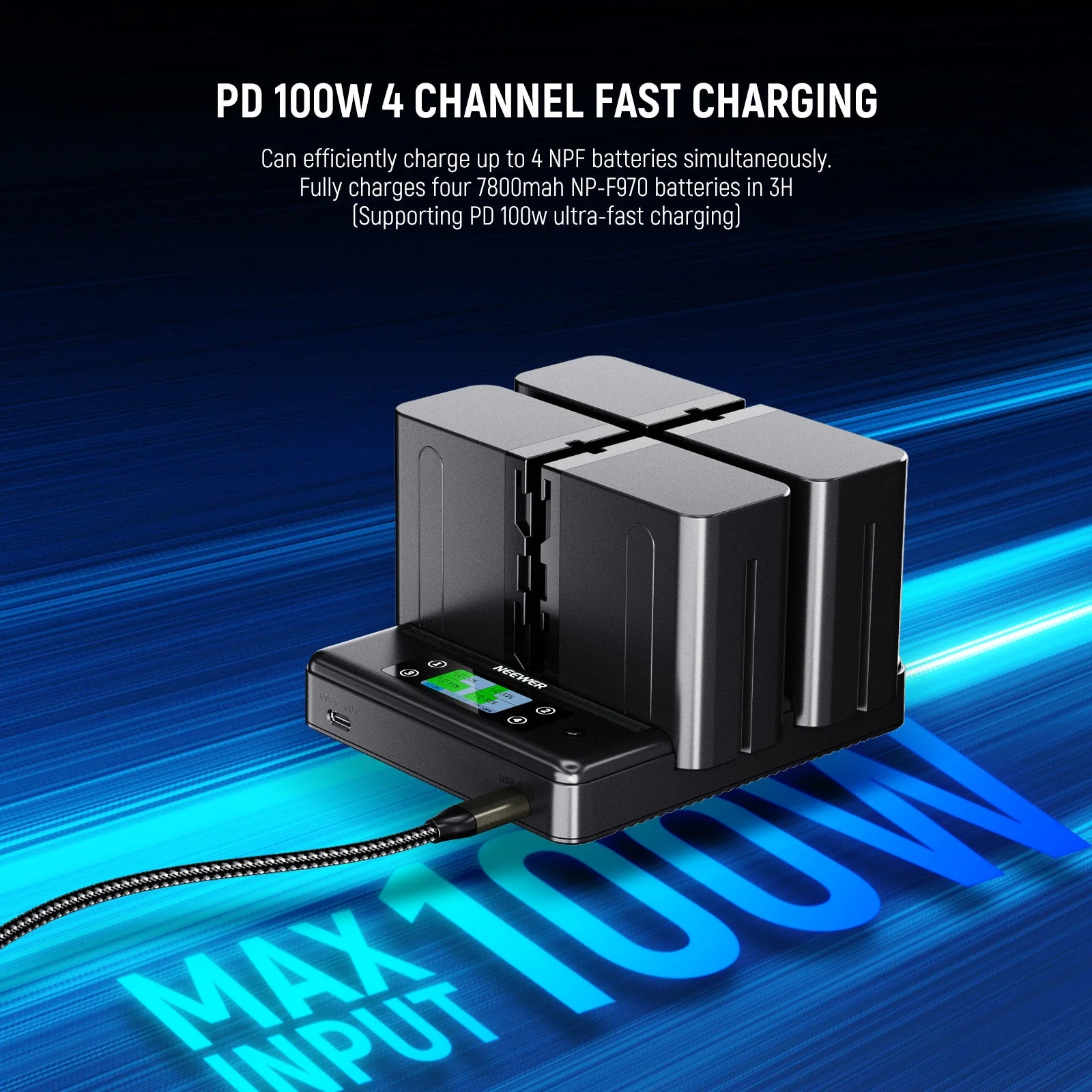 NEEWER NW-F4R 4-Channel Battery Charger for NP-F Series Batteries - Image 2