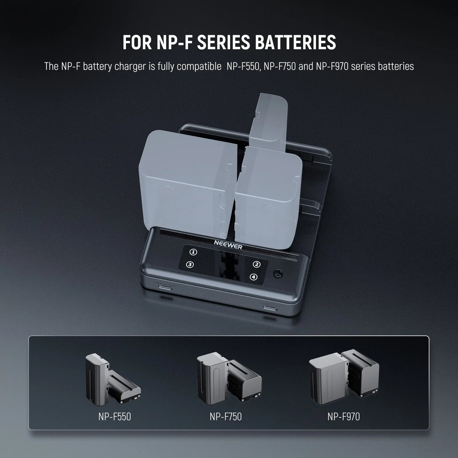 NEEWER NW-F4R 4-Channel Battery Charger for NP-F Series Batteries - Image 7