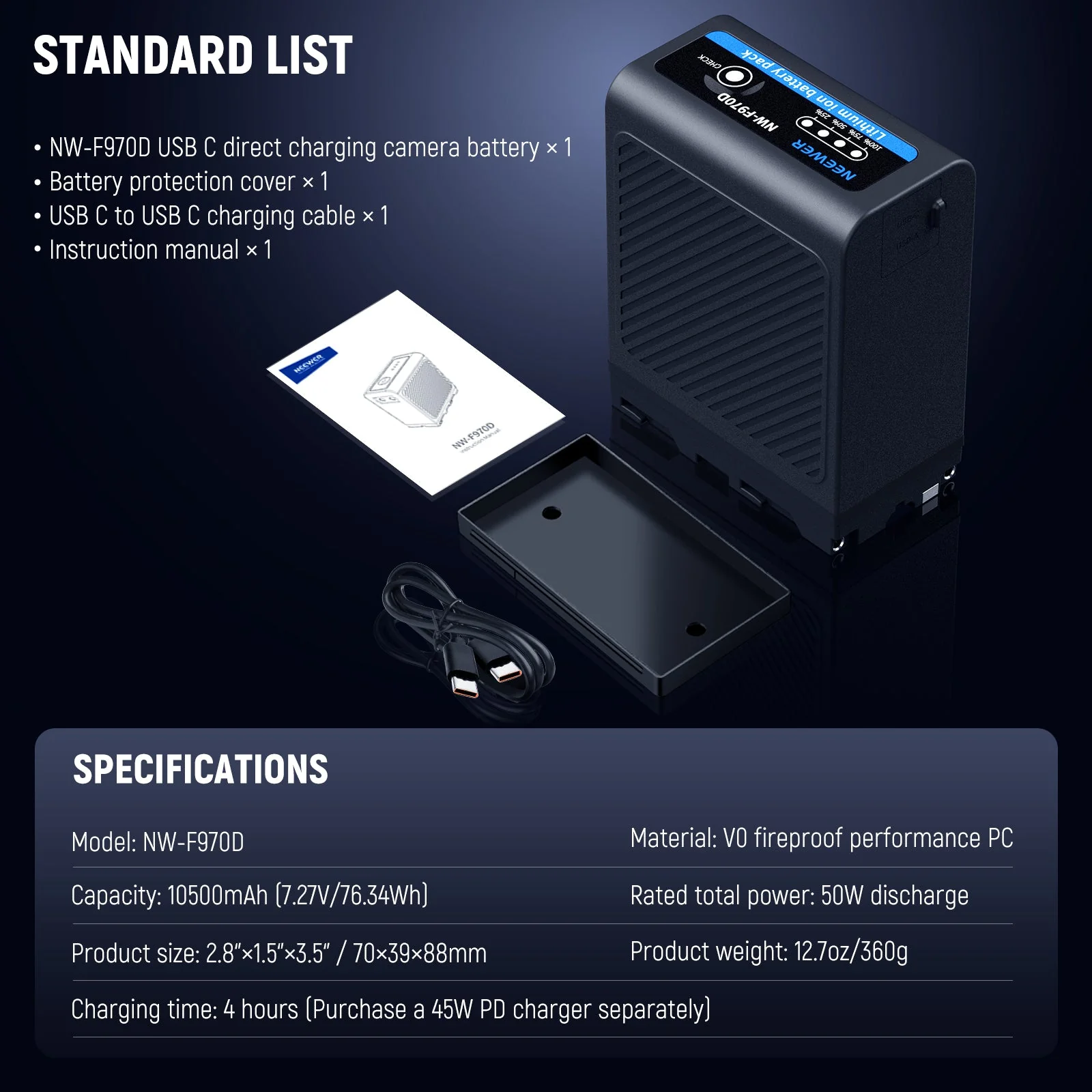 NEEWER NW-F970D 10500mAh Upgraded NP-F970 Replacement Battery - Image 9