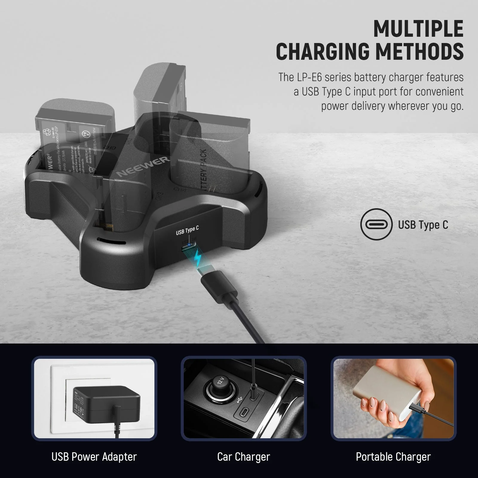 NEEWER NW-P4 45W PD 4-Channel USB Camera Battery Charger for LP-E6 - Image 6