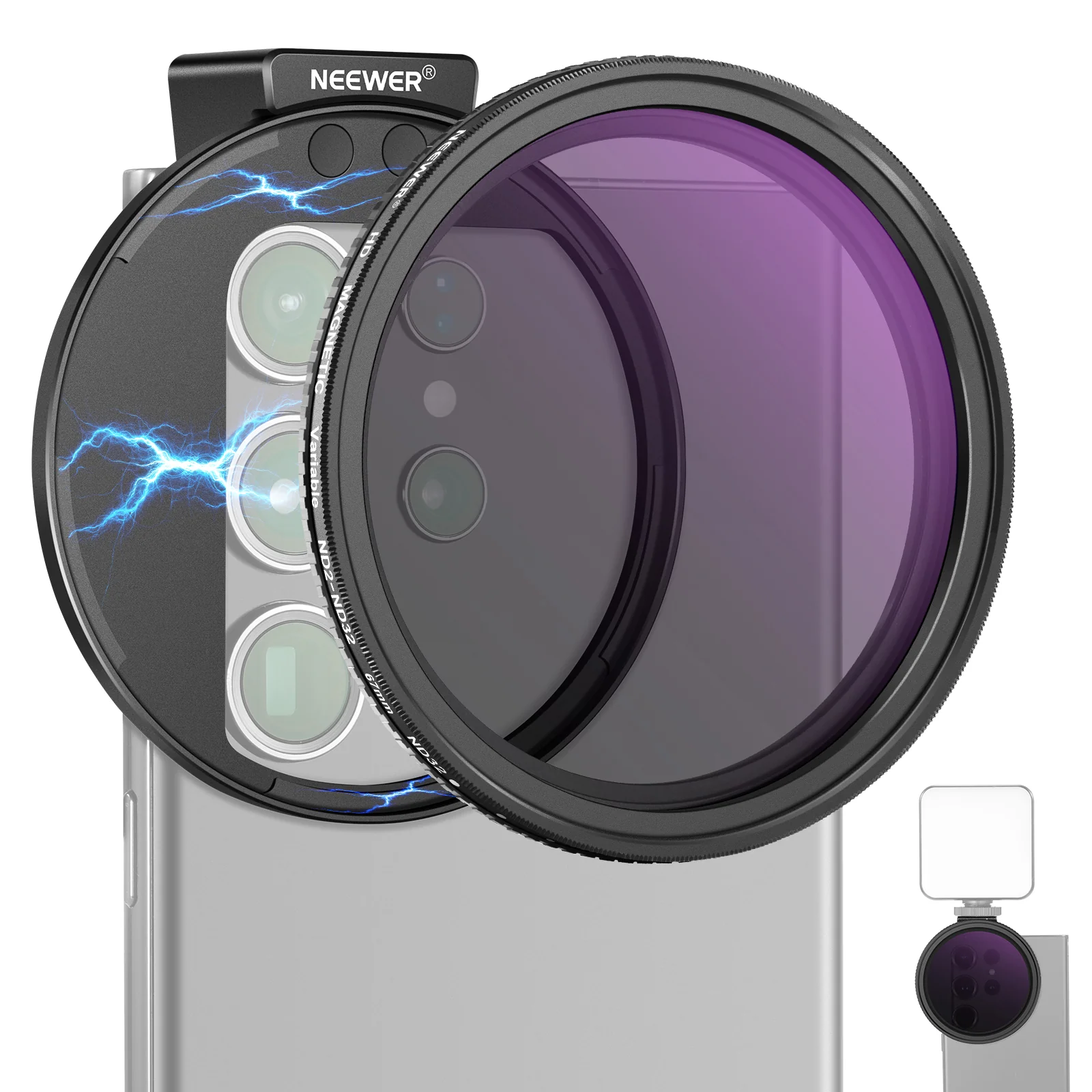 NEEWER Clip On 67mm ND2-ND32 HD Variable Phone Lens Filter Kit - Image 10
