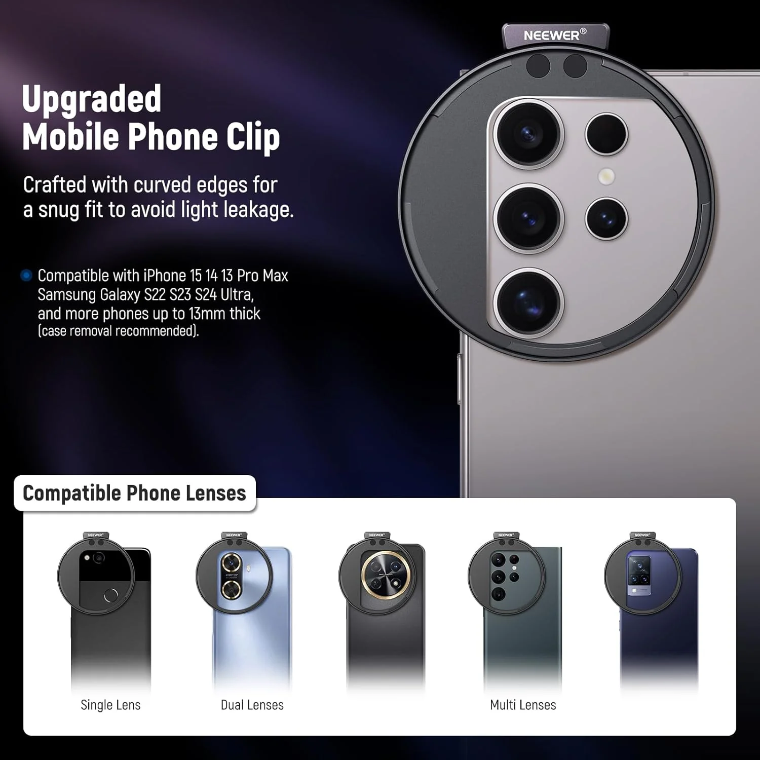 NEEWER Clip On 67mm ND2-ND32 HD Variable Phone Lens Filter Kit - Image 13