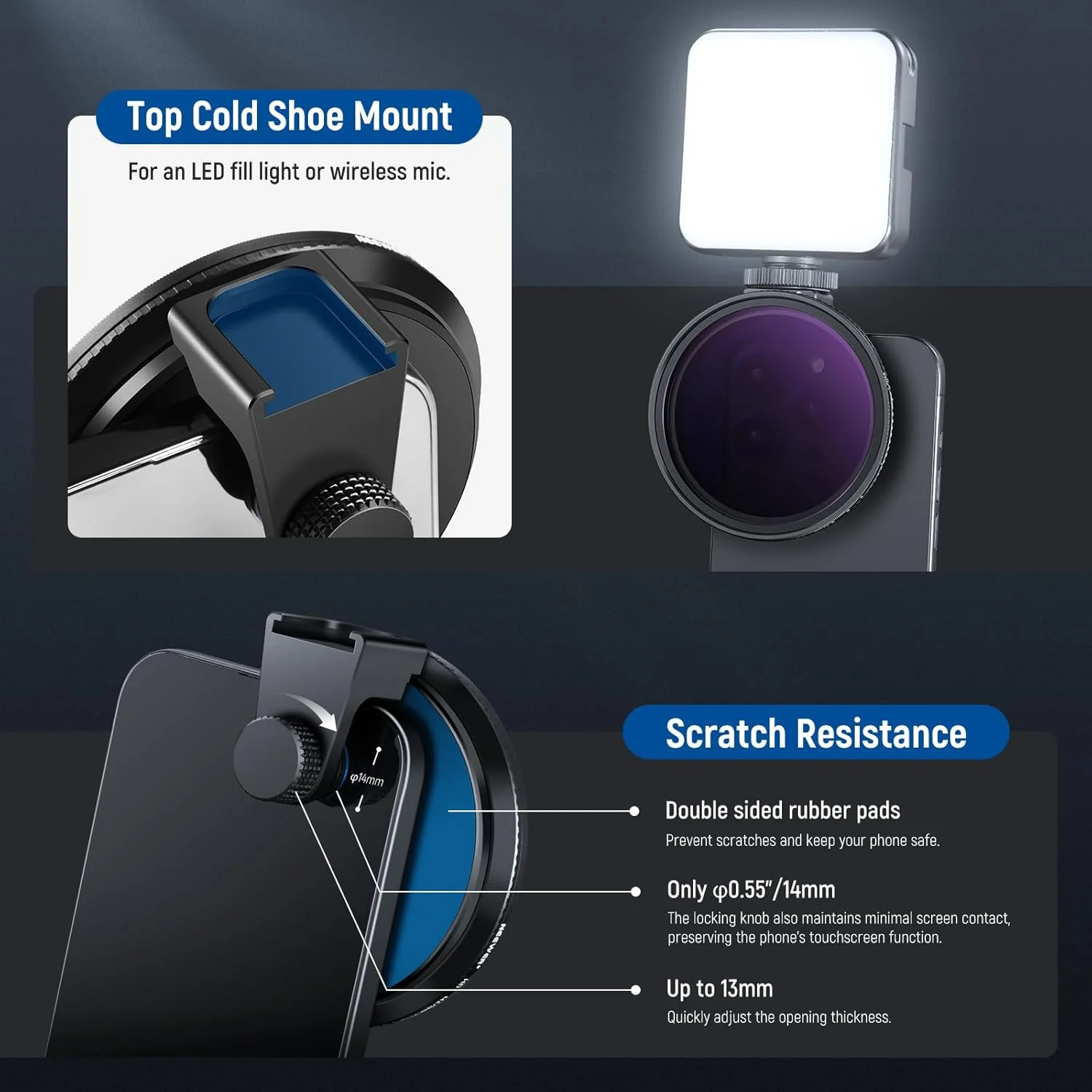 NEEWER Clip On 67mm ND2-ND32 HD Variable Phone Lens Filter Kit - Image 14