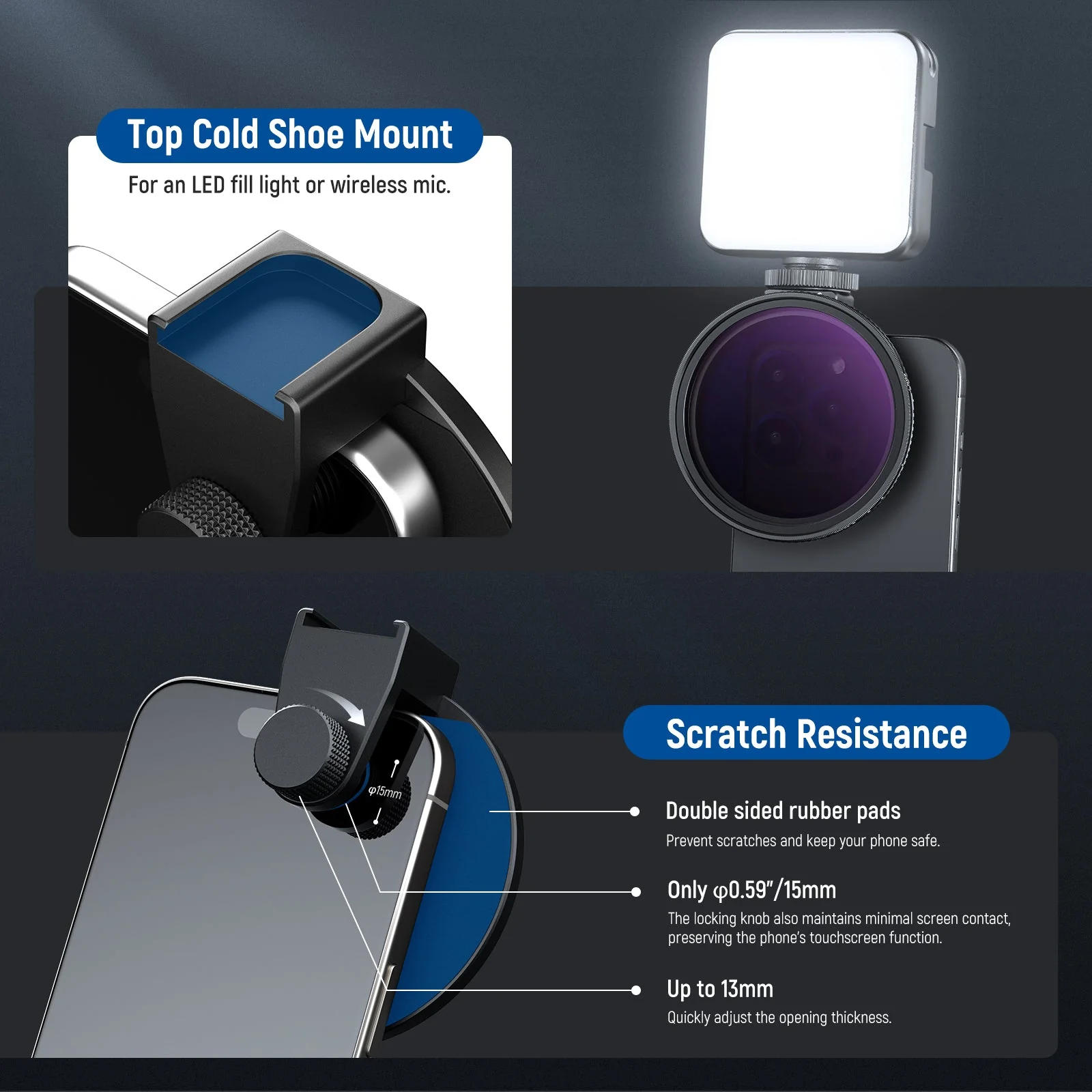 NEEWER Clip On 67mm ND2-ND32 HD Variable Phone Lens Filter Kit - Image 3
