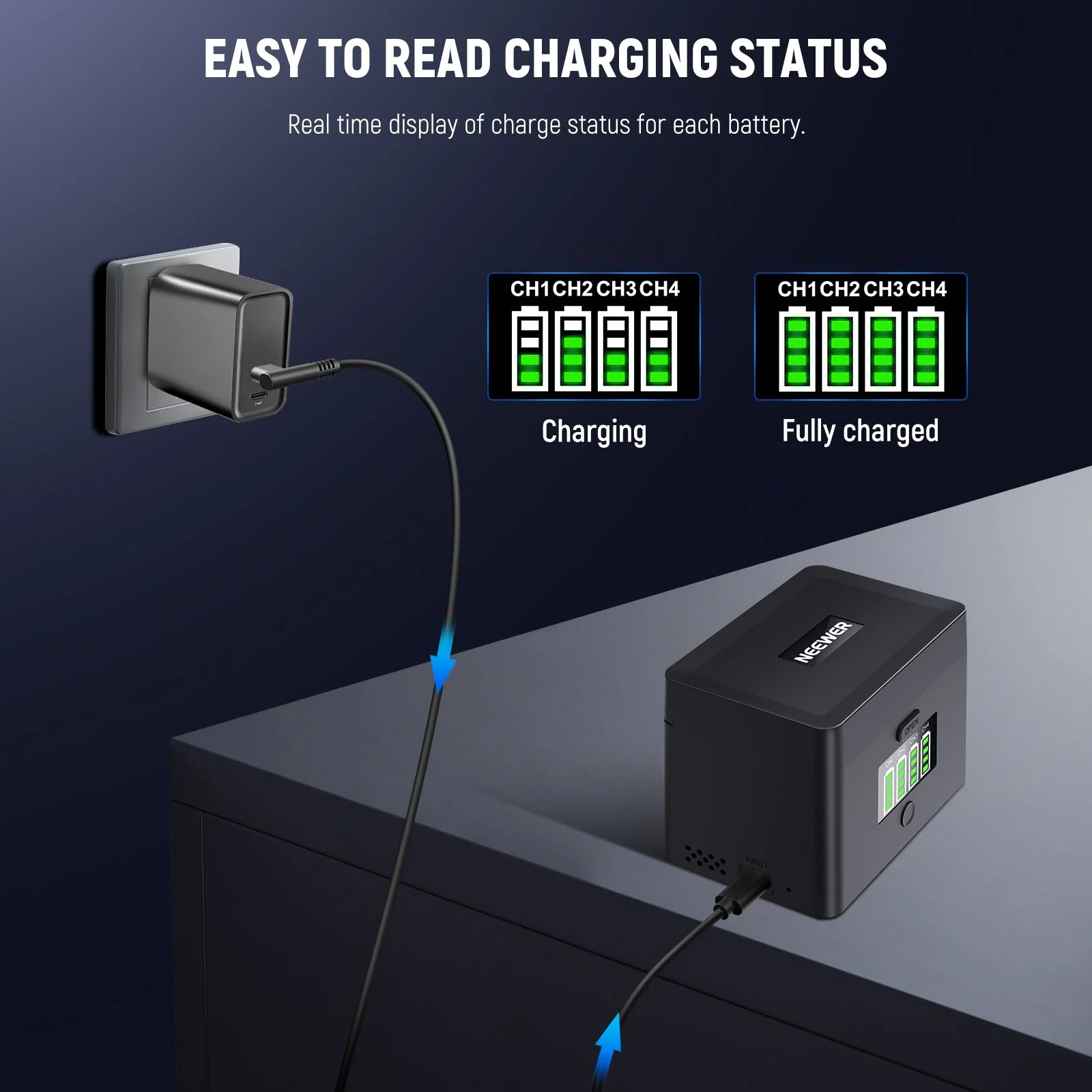 NEEWER NW-ZP4 2 in 1 Four Channel USB Battery Charger for NP-FZ100 & LP-E6 - Image 7
