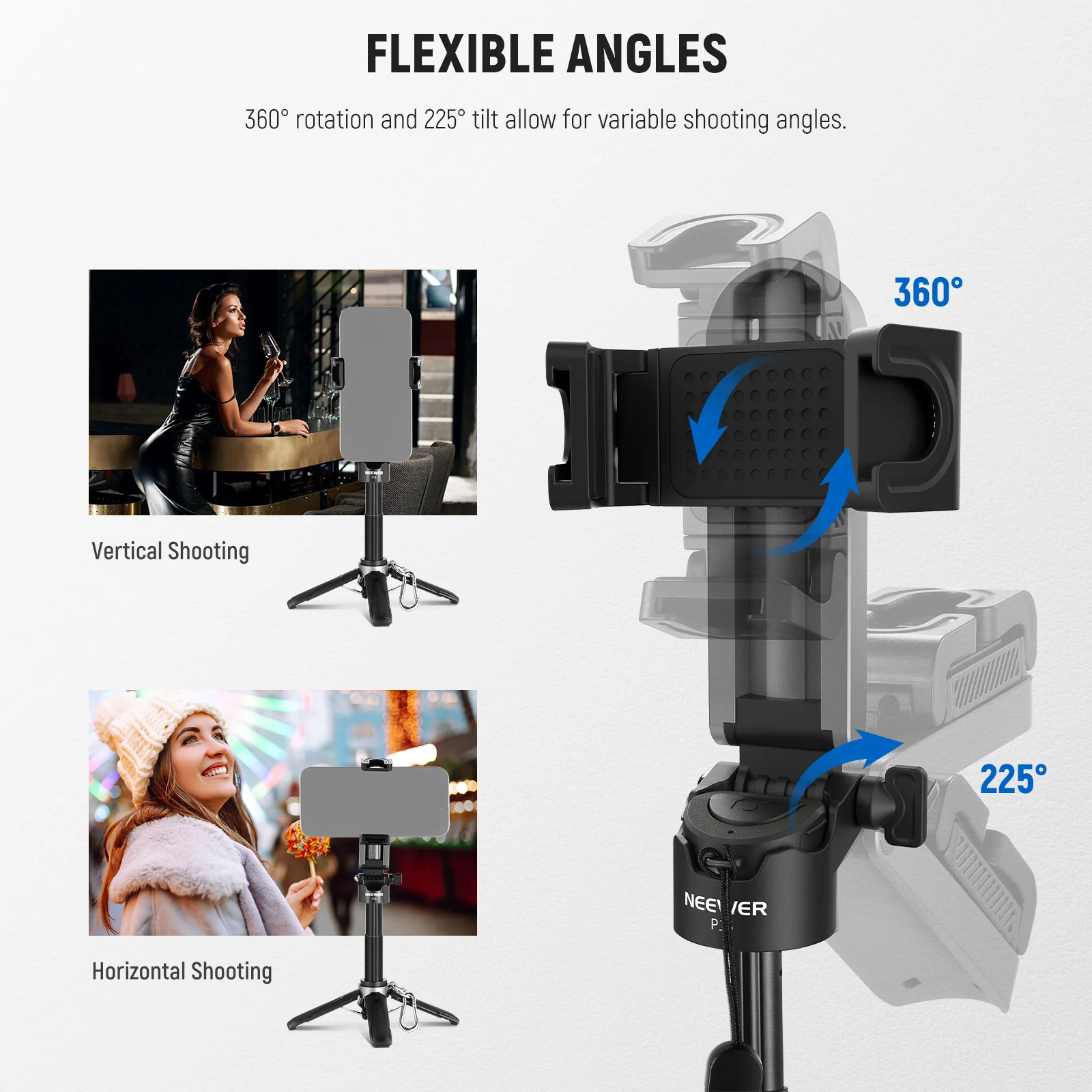 NEEWER P15 Foldable Selfie Stick Phone Tripod with Bluetooth Remote - Image 13