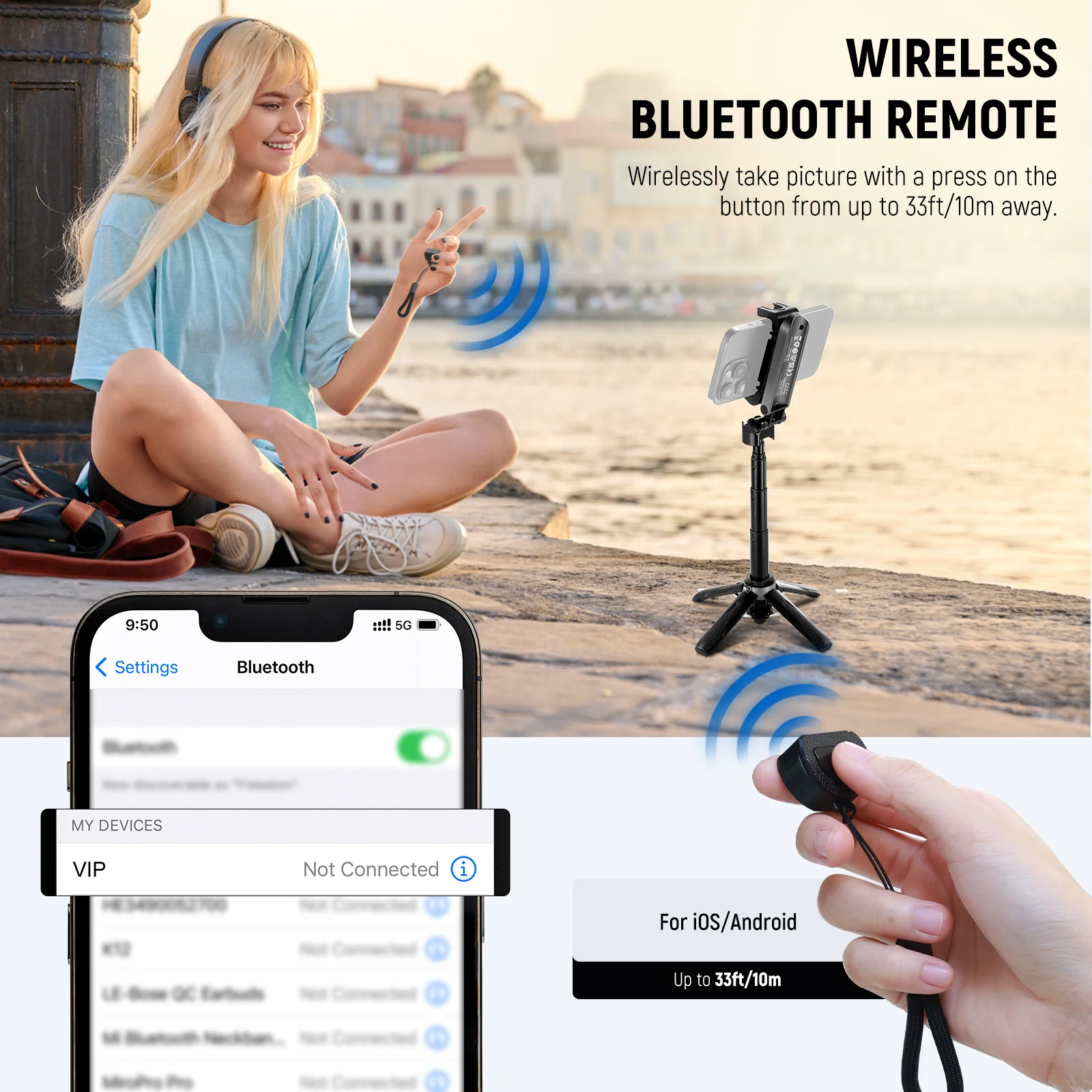 NEEWER P15 Foldable Selfie Stick Phone Tripod with Bluetooth Remote - Image 15