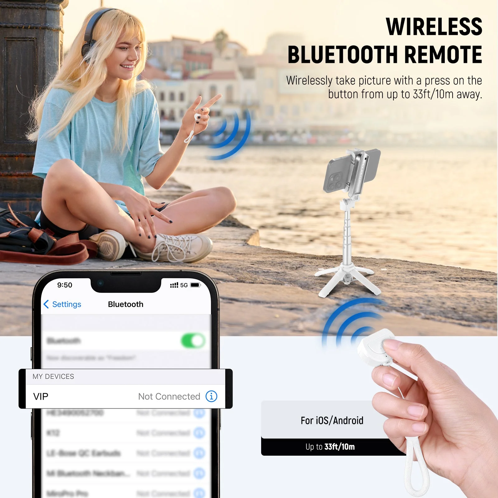 NEEWER P15 Foldable Selfie Stick Phone Tripod with Bluetooth Remote - Image 7
