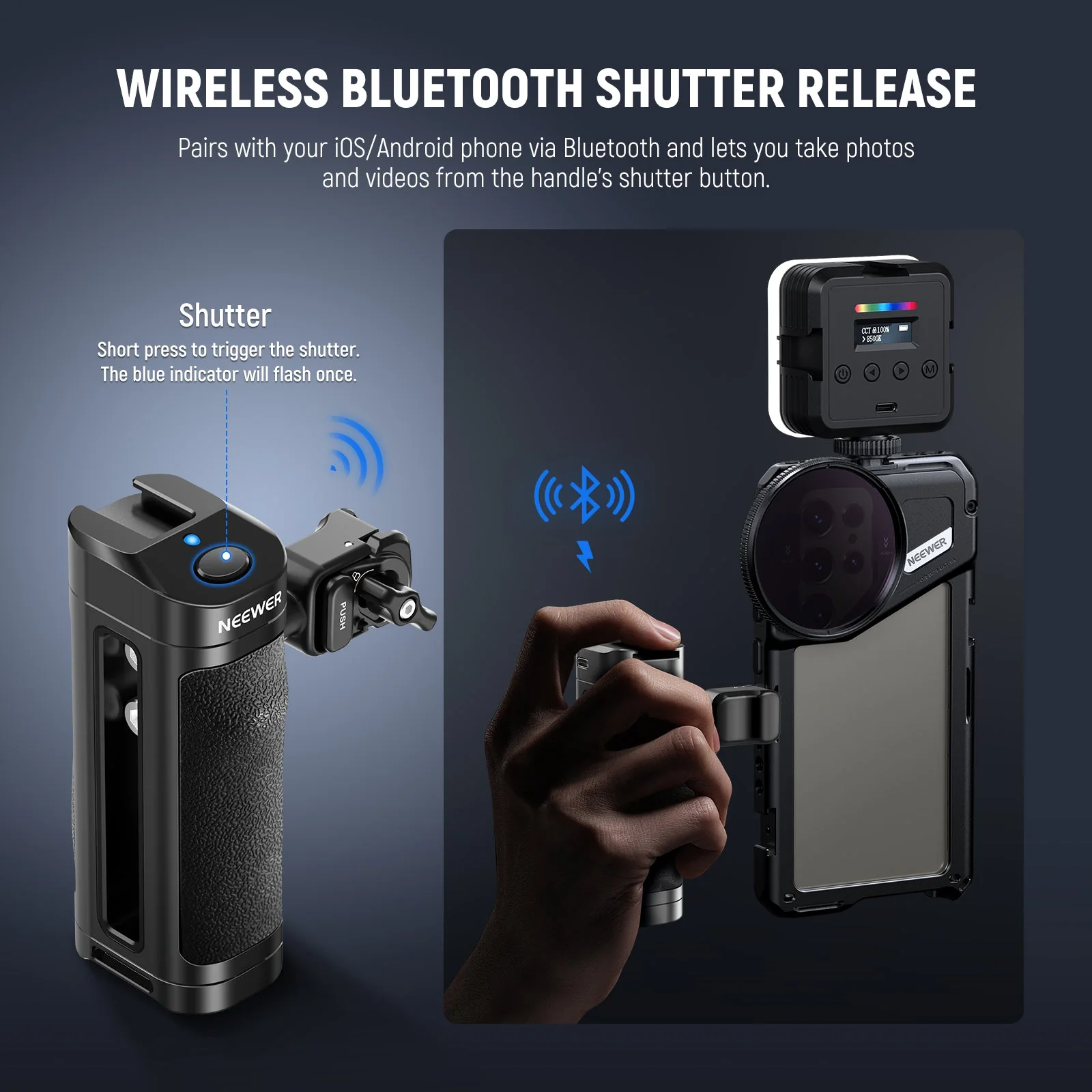 NEEWER PA005E PRO Bluetooth Side Handle for Quick Release NEEWER Phone Cage - Image 3