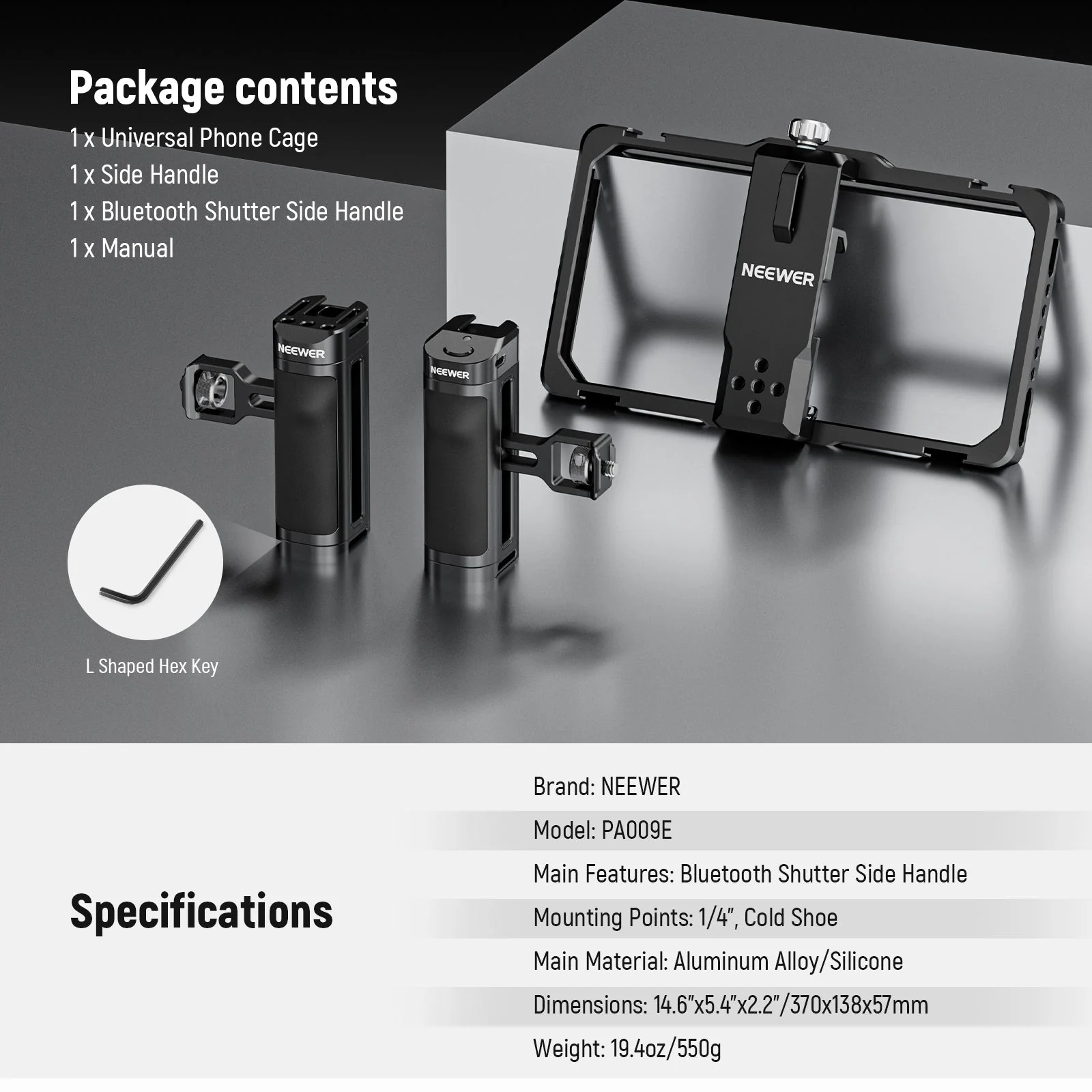 NEEWER PA009E Universal Phone Cage Video Rig With Bluetooth Shutter - Image 8
