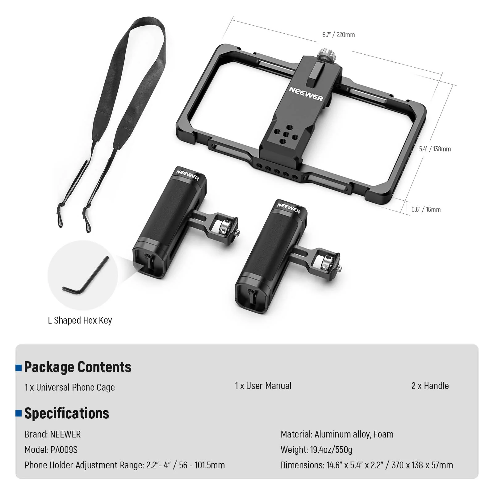 NEEWER PA009S Universal Phone Cage Video Rig - Image 9