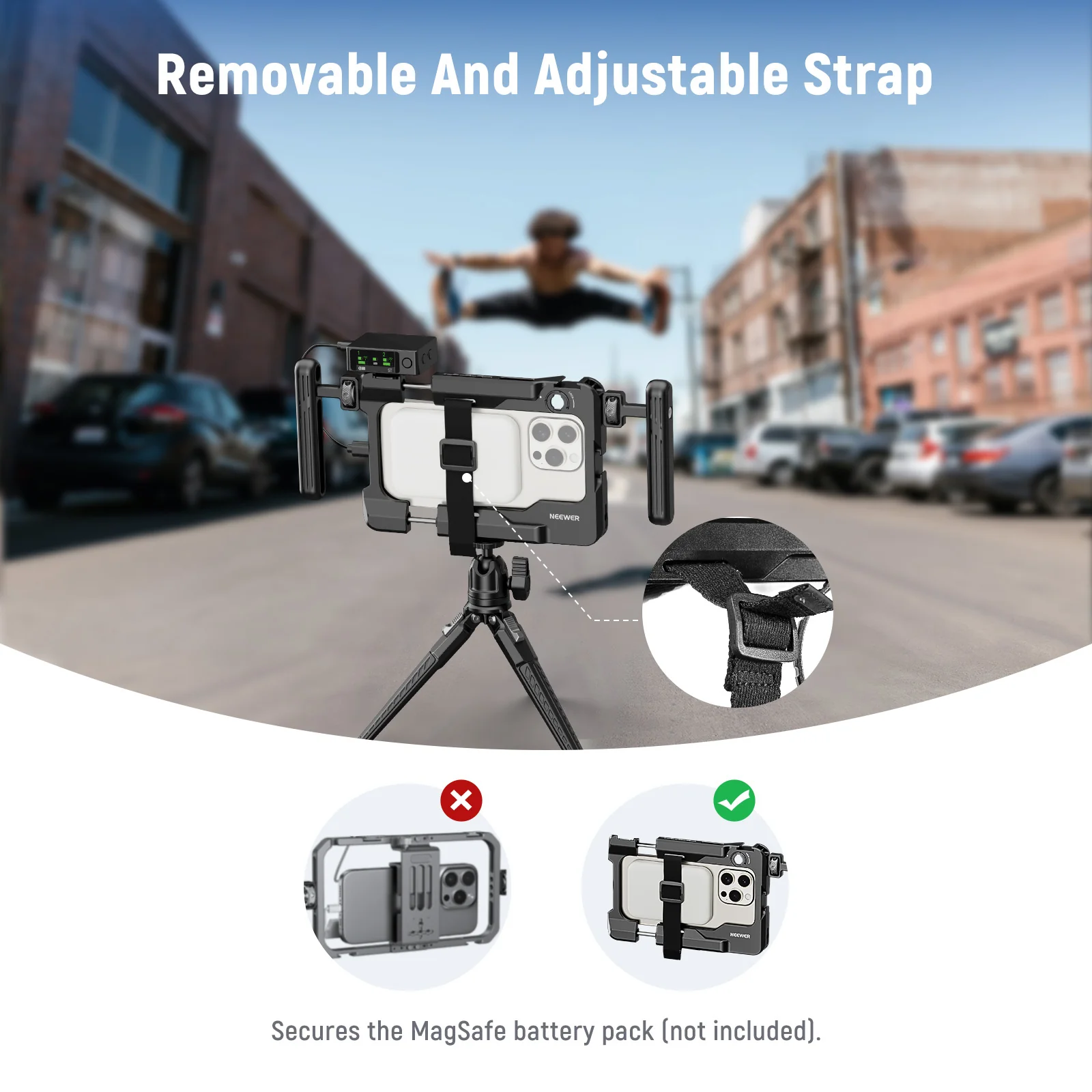 NEEWER PA017 Universal Phone Video Rig with Filter Adapter & Strap - Image 5