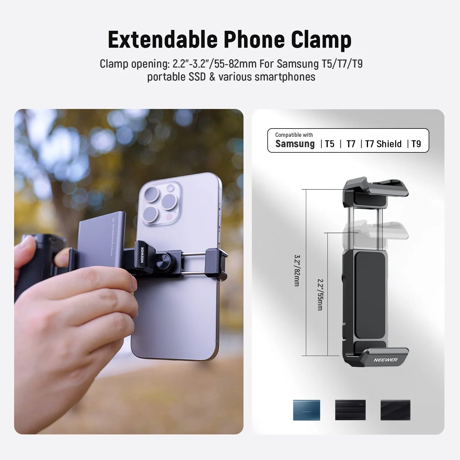 NEEWER PA028E Bluetooth Side Handle with Phone Holder & SSD Holder - Image 5
