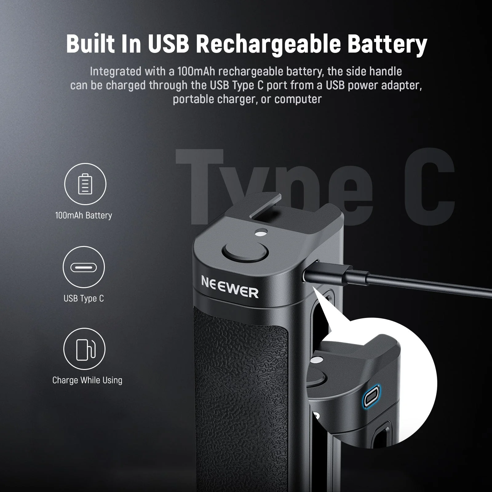 NEEWER PA028E Bluetooth Side Handle with Phone Holder & SSD Holder - Image 6