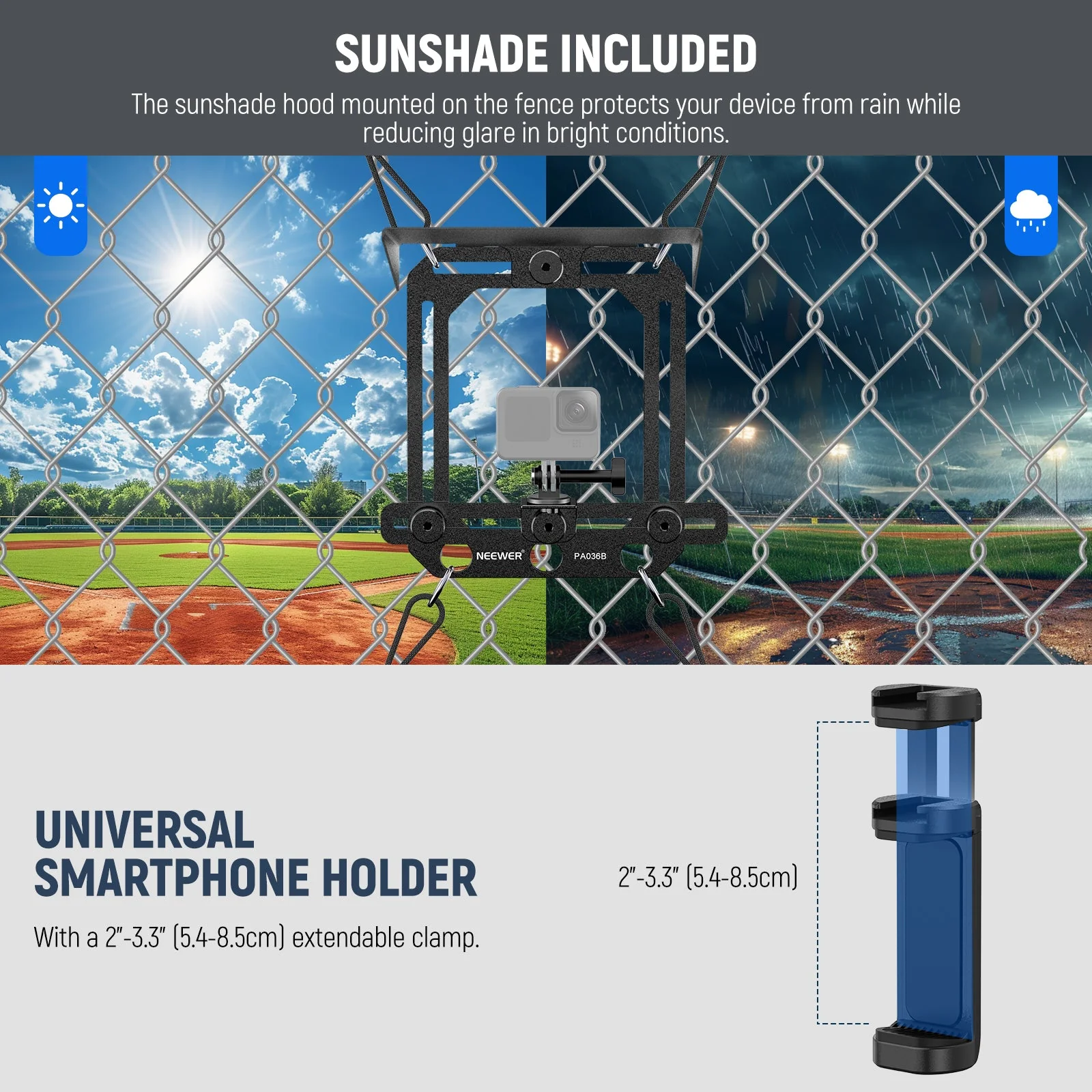 NEEWER PA036B Fence Phone & Camera Mount - Image 6