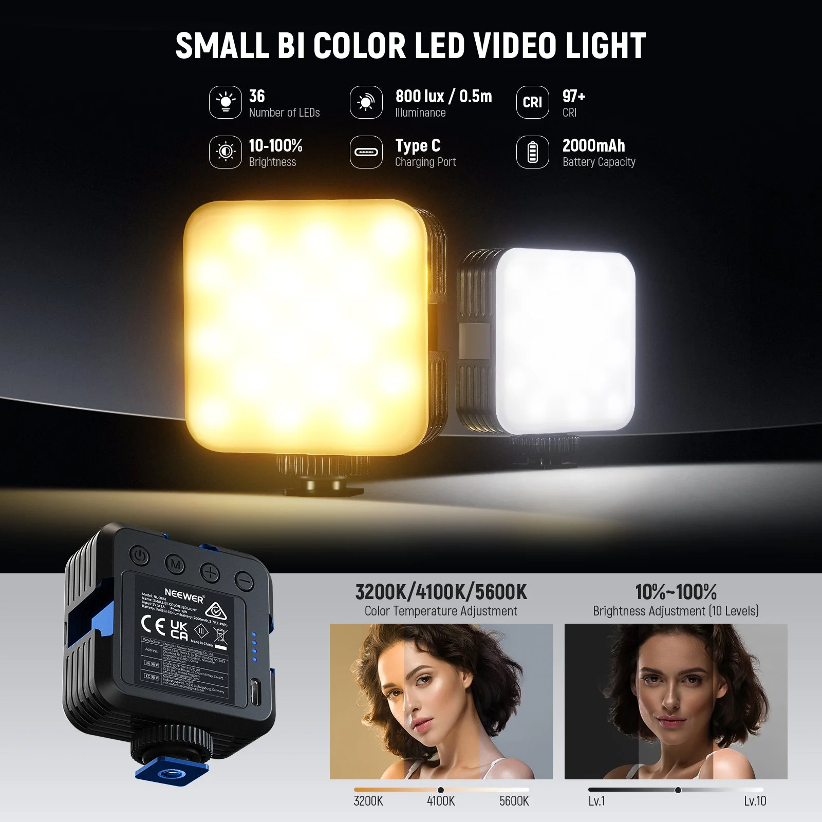 NEEWER PA045 Phone Vlogging Kit with Bi-Color Light/Mic/Selfie Stick - Image 4