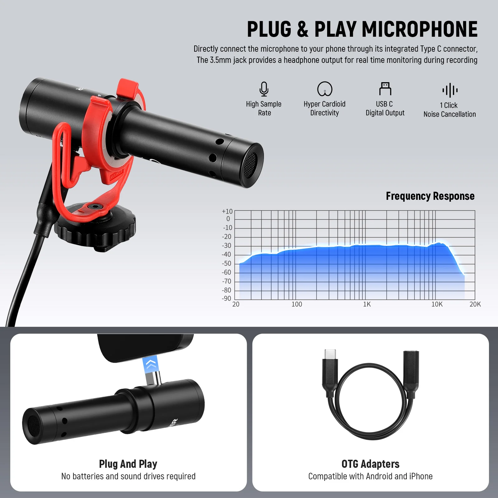 NEEWER PA045 Phone Vlogging Kit with Bi-Color Light/Mic/Selfie Stick - Image 5
