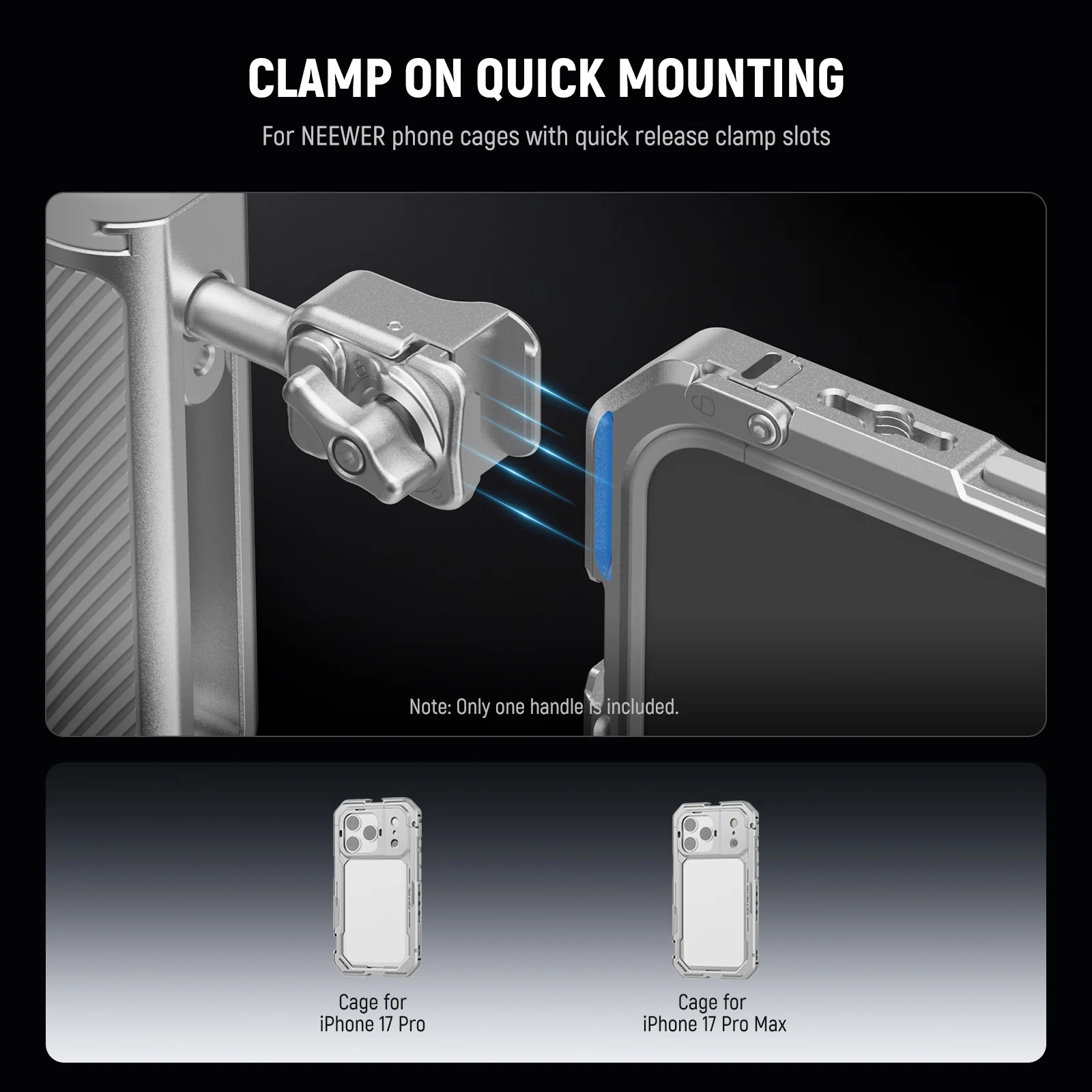 NEEWER PA045 360° Rotation Quick Release Phone Cage Side Handle - Image 20