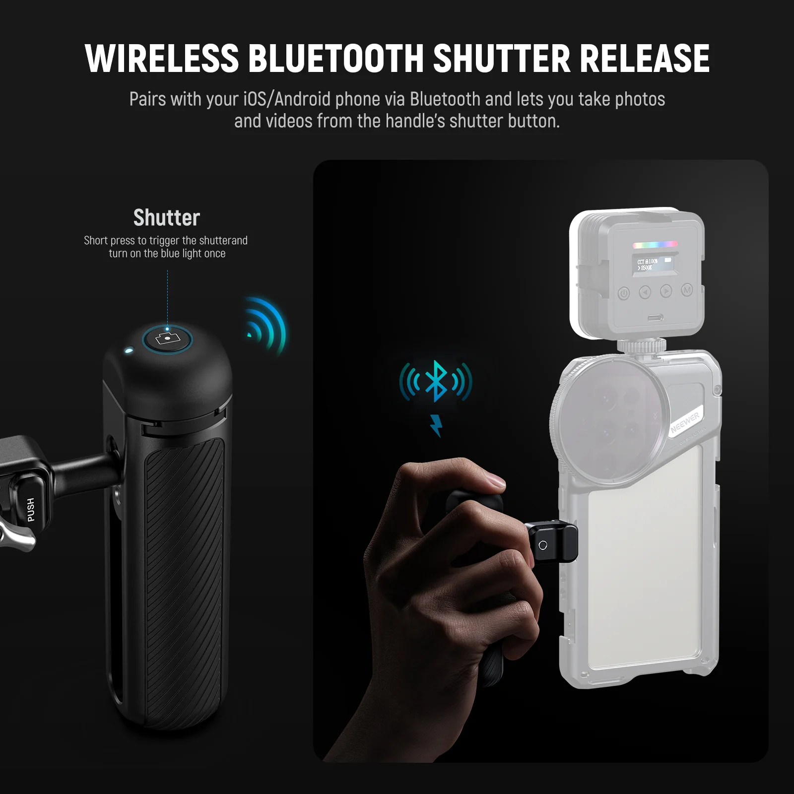 NEEWER PA045E Side Handle with Bluetooth Remote Shutter - Image 4