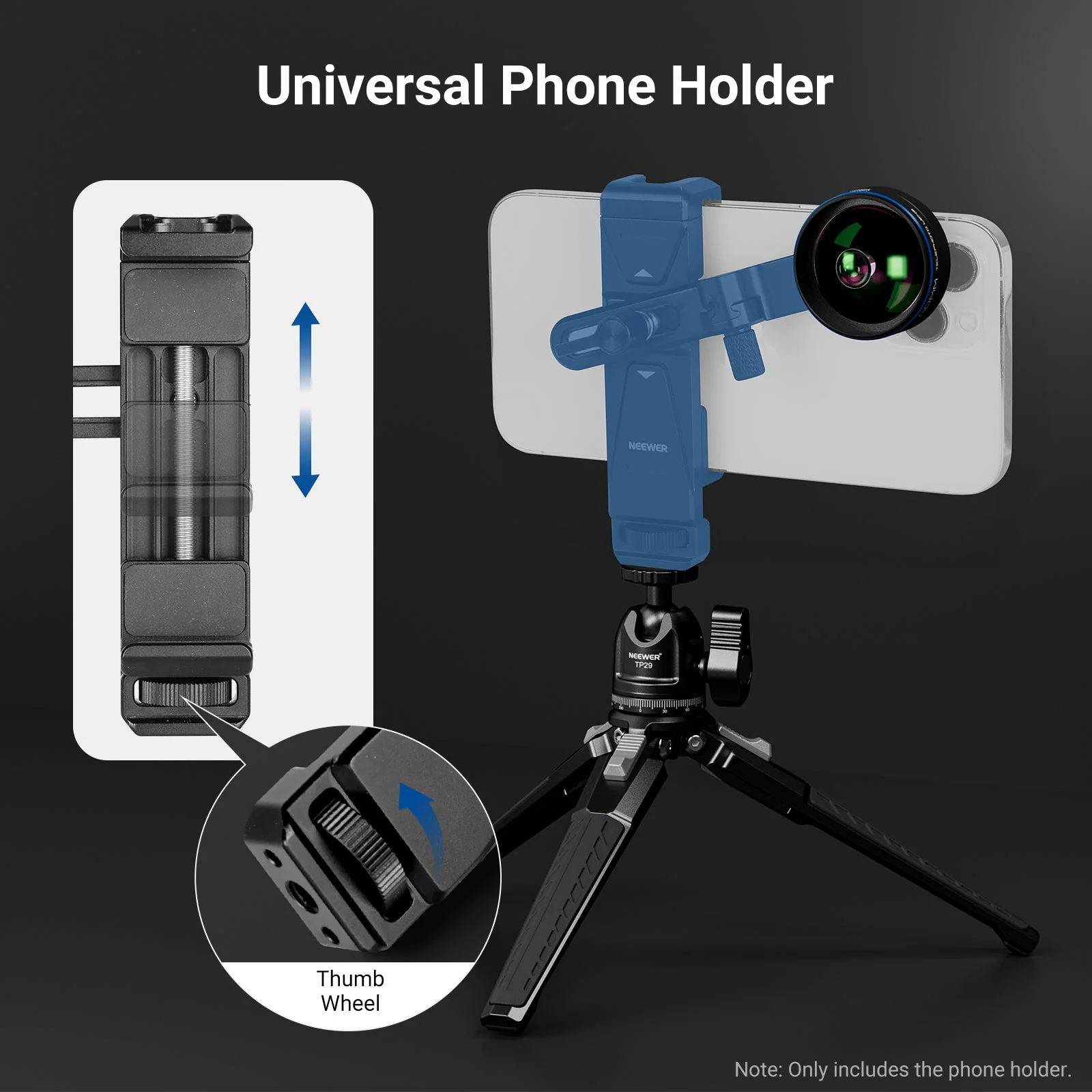 NEEWER PA047 PRO Universal Phone Holder with Lens Adapter & Filter Ring - Image 2