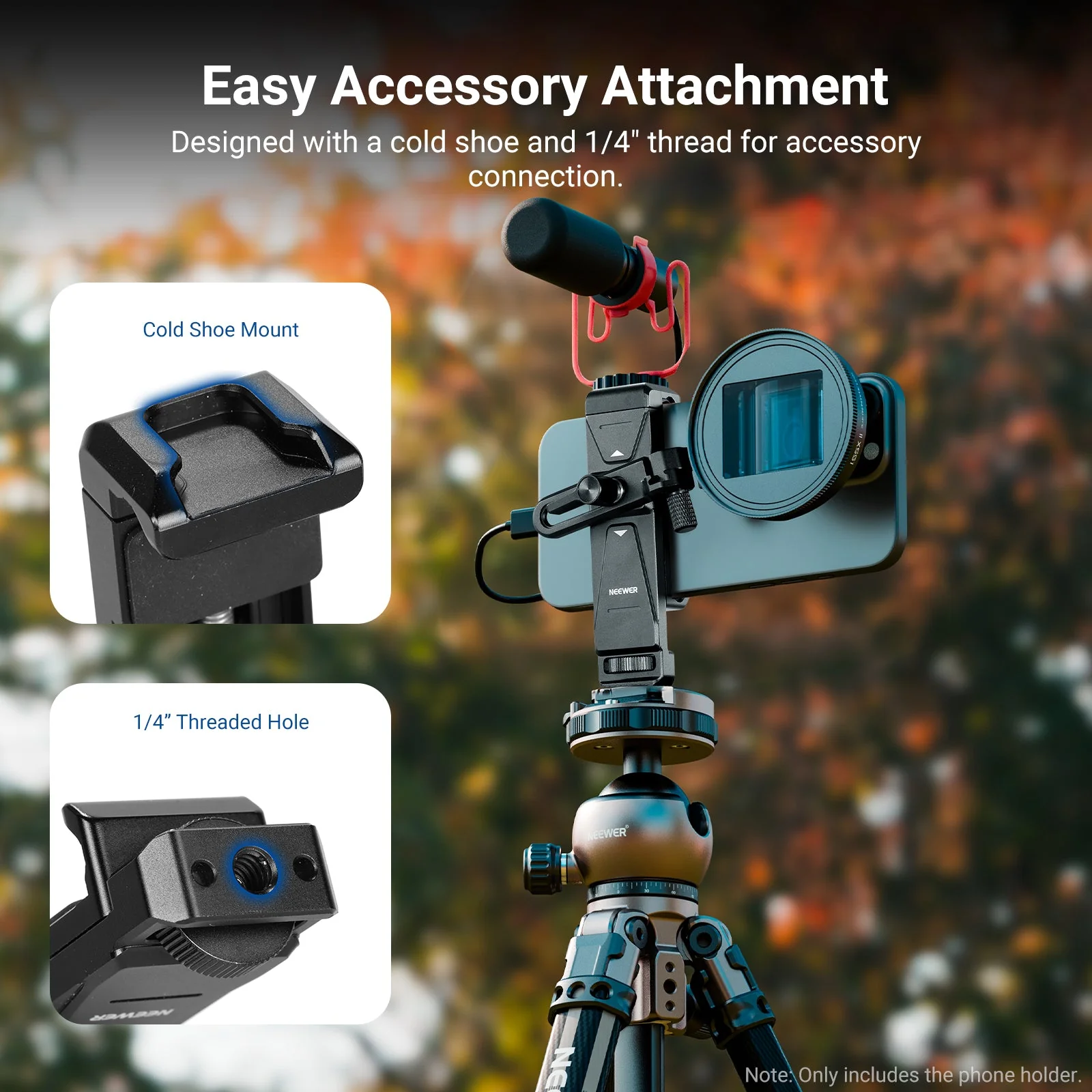 NEEWER PA047 PRO Universal Phone Holder with Lens Adapter & Filter Ring - Image 7