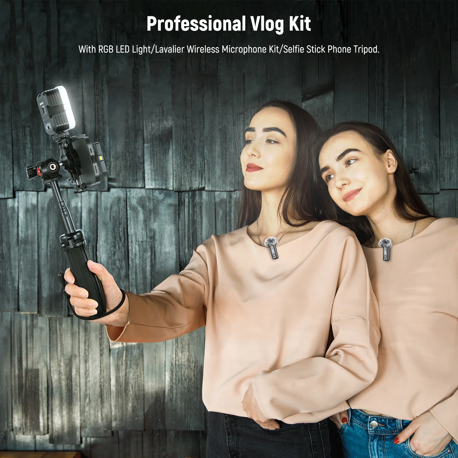 NEEWER PA048 Phone Vlogging Kit with RGB Light/Wireless Mic/Selfie Stick - Image 2